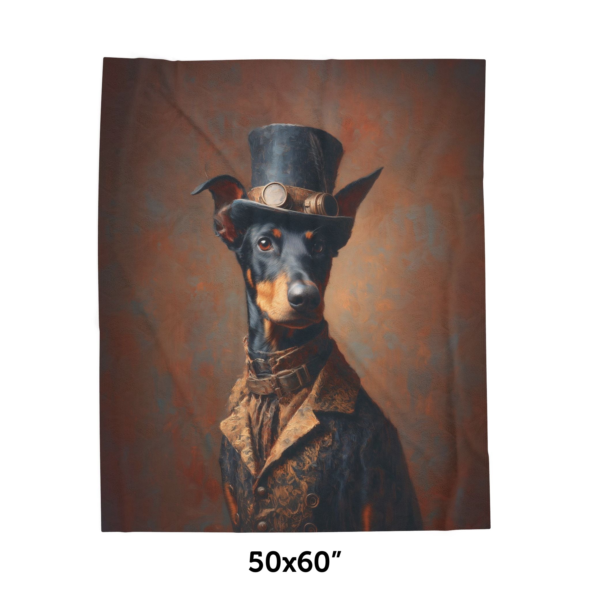 Steampunk Doberman Pinscher Plush Blanket