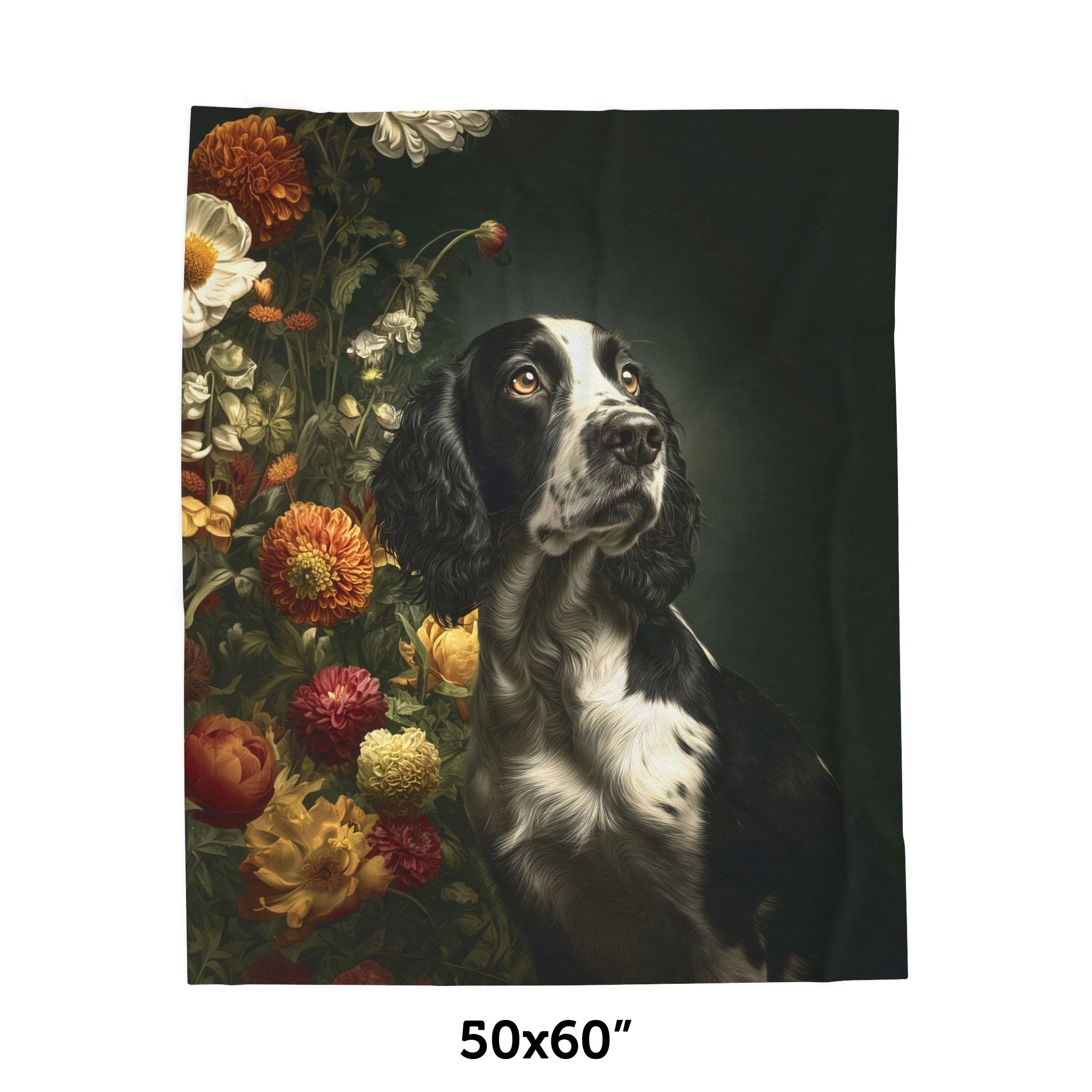 Botanical English Springer Spaniel Plush Blanket