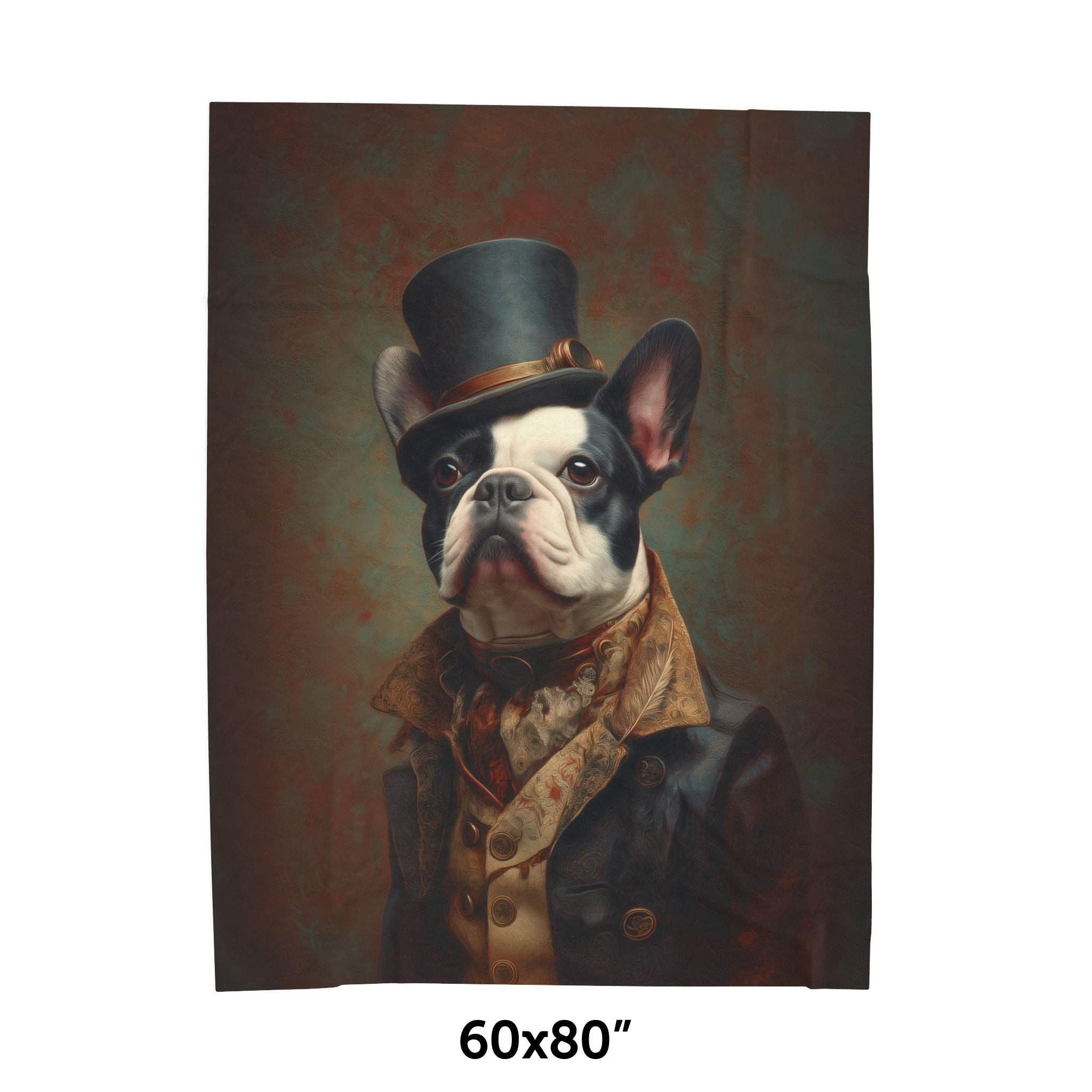 Steampunk French Bulldog Plush Blanket