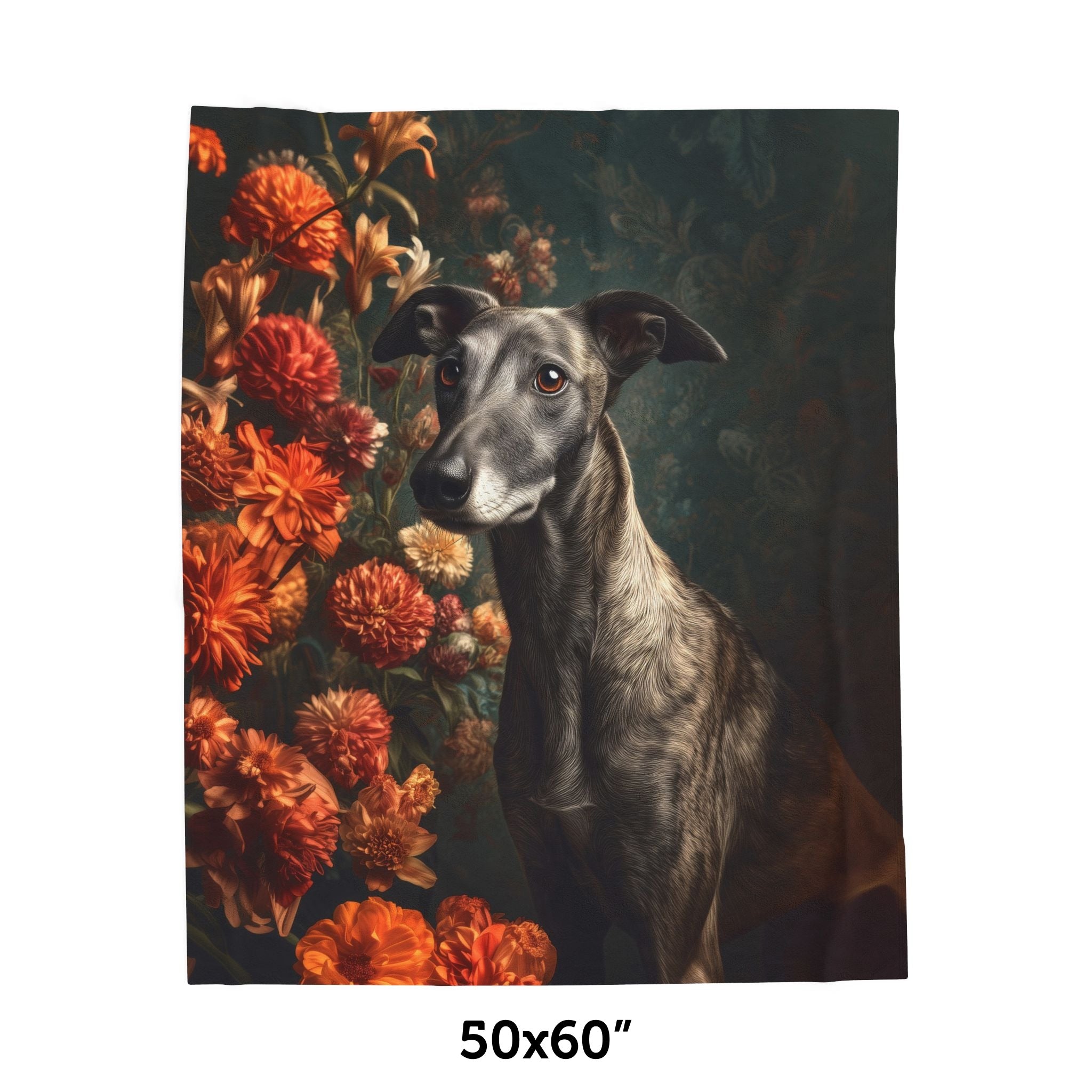 Botanical Greyhound Plush Blanket