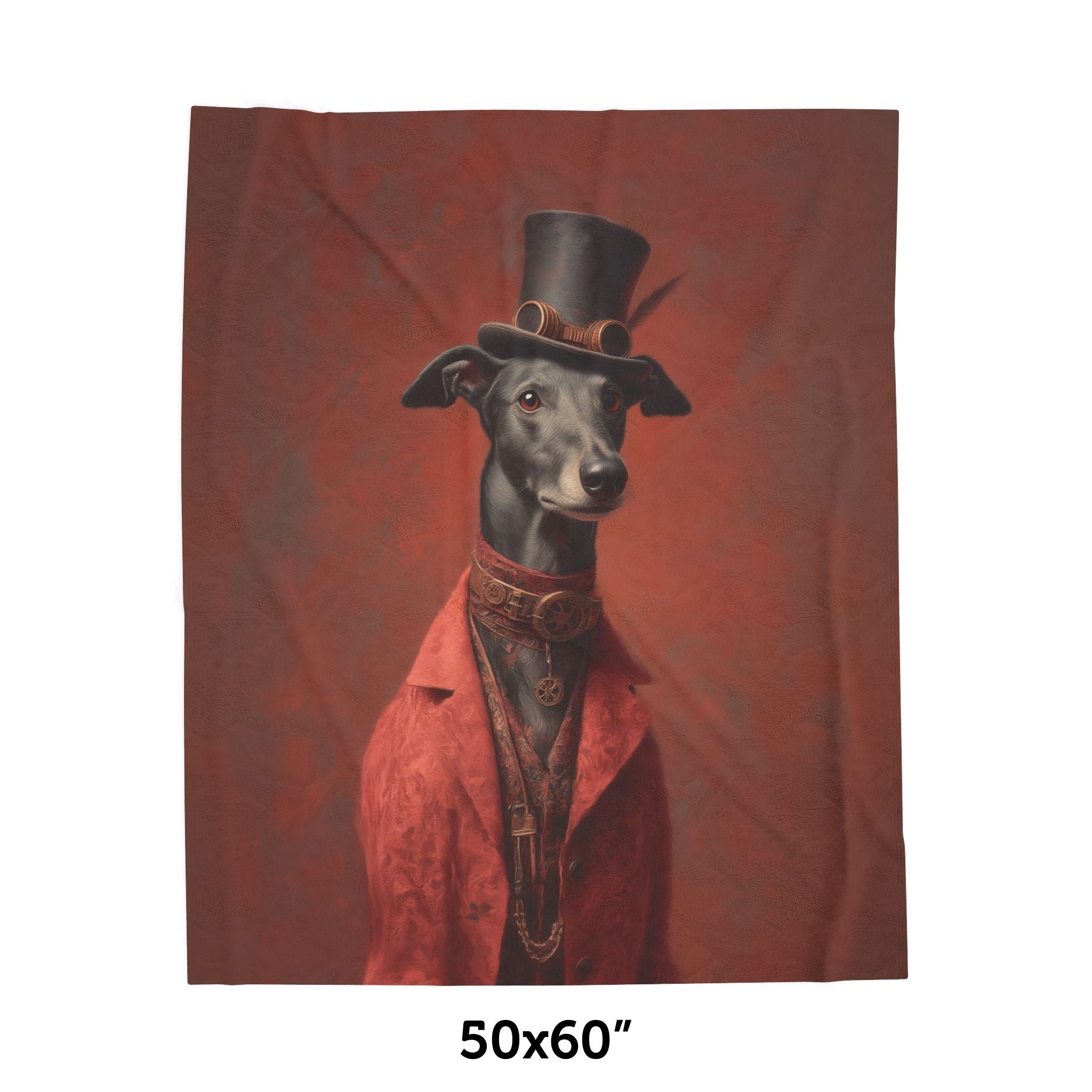 Steampunk Greyhound Plush Blanket