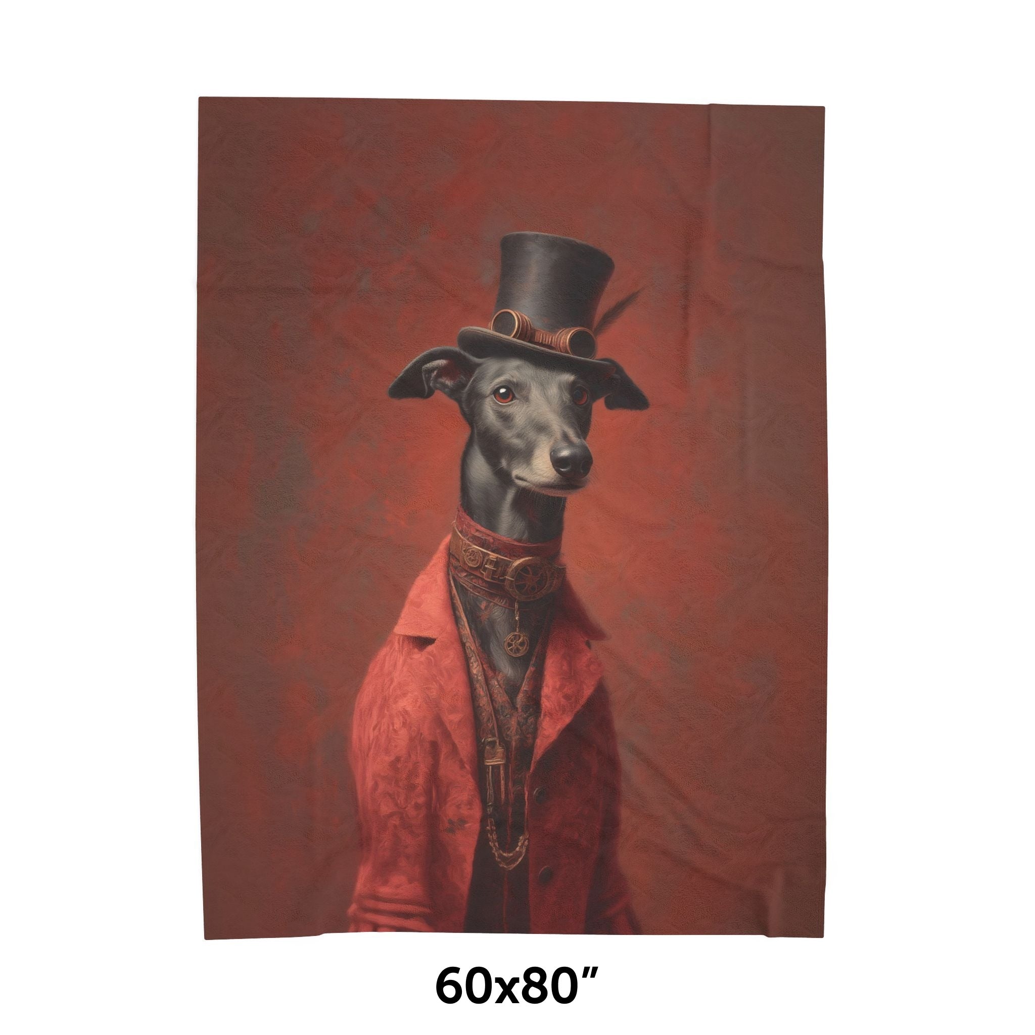 Steampunk Greyhound Plush Blanket