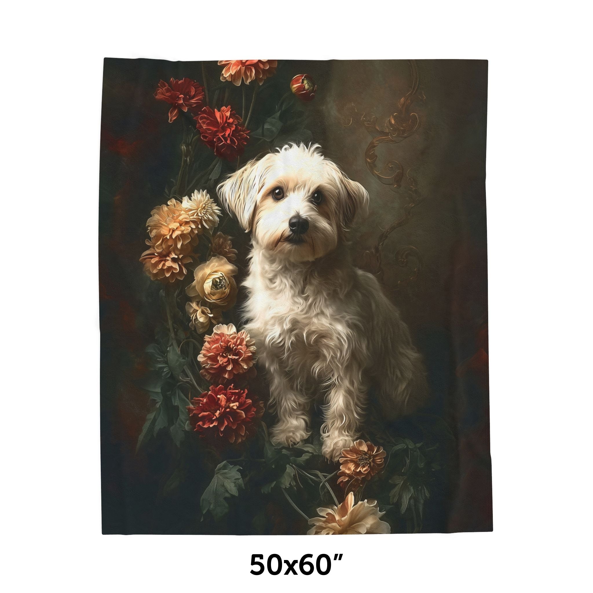 Botanical Havanese Plush Blanket