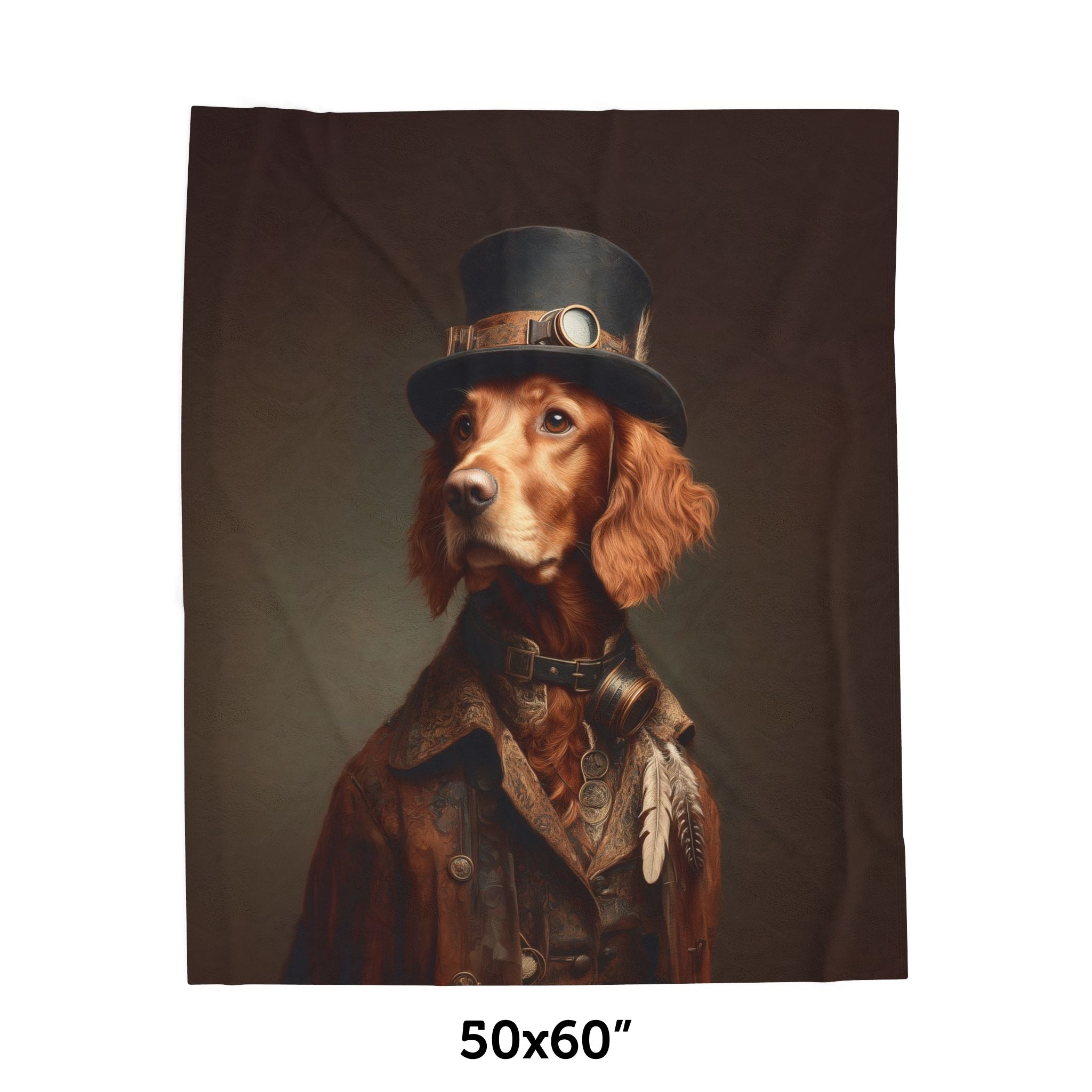 Steampunk Irish Setter Plush Blanket