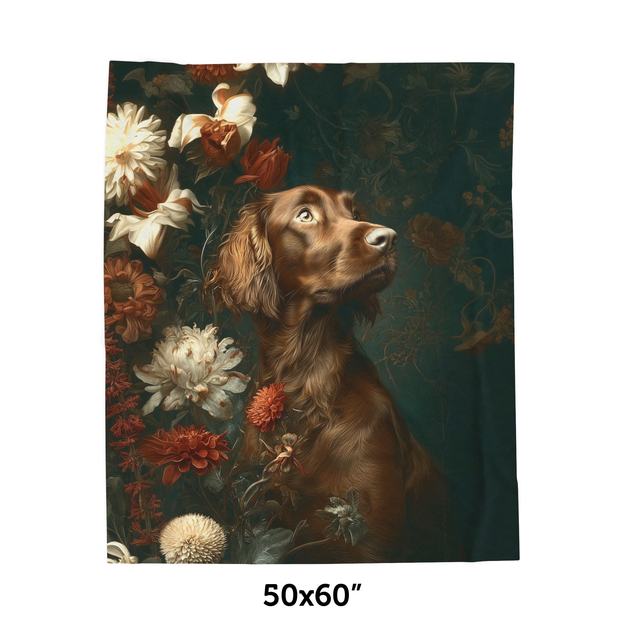 Botanical Irish Setter Plush Blanket