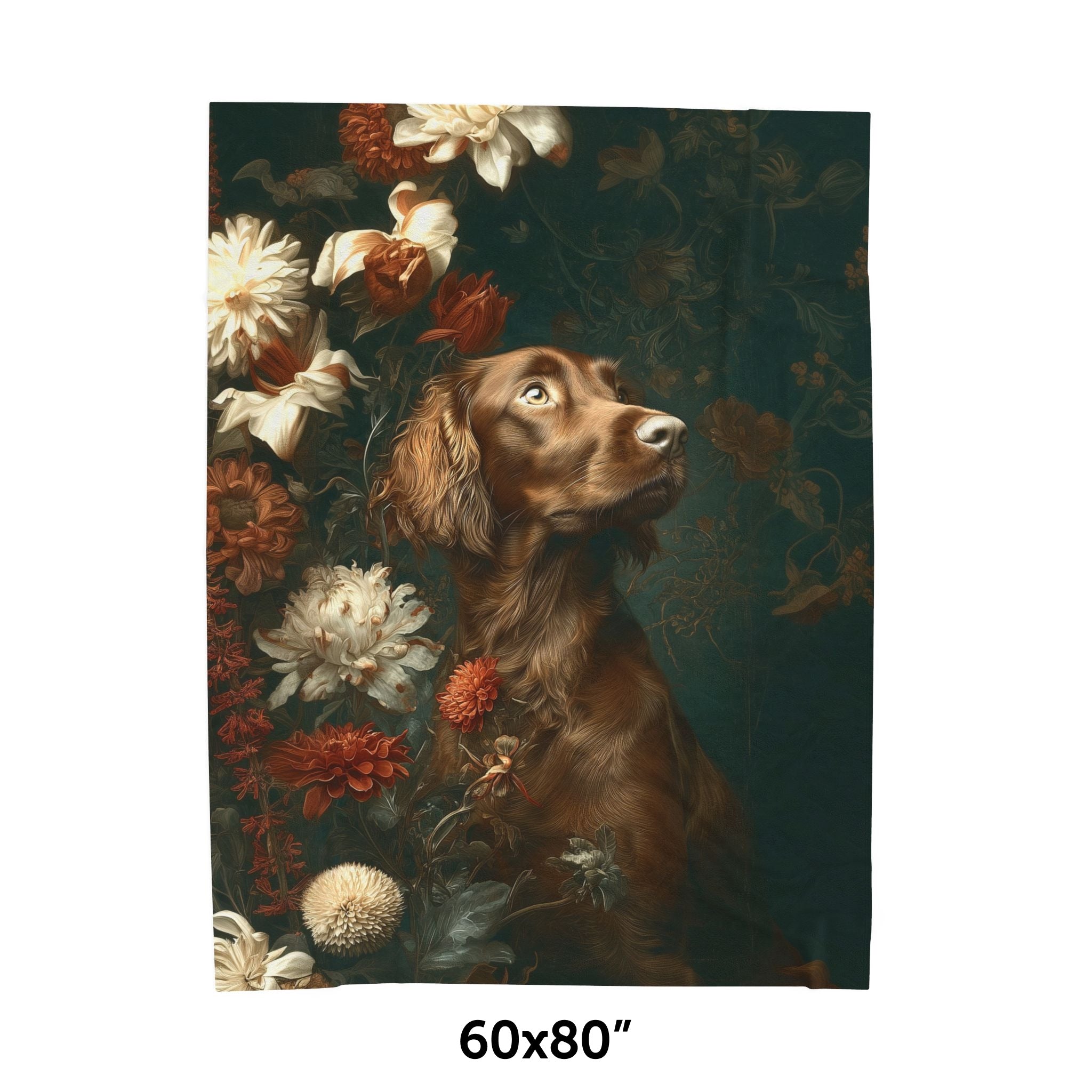 Botanical Irish Setter Plush Blanket