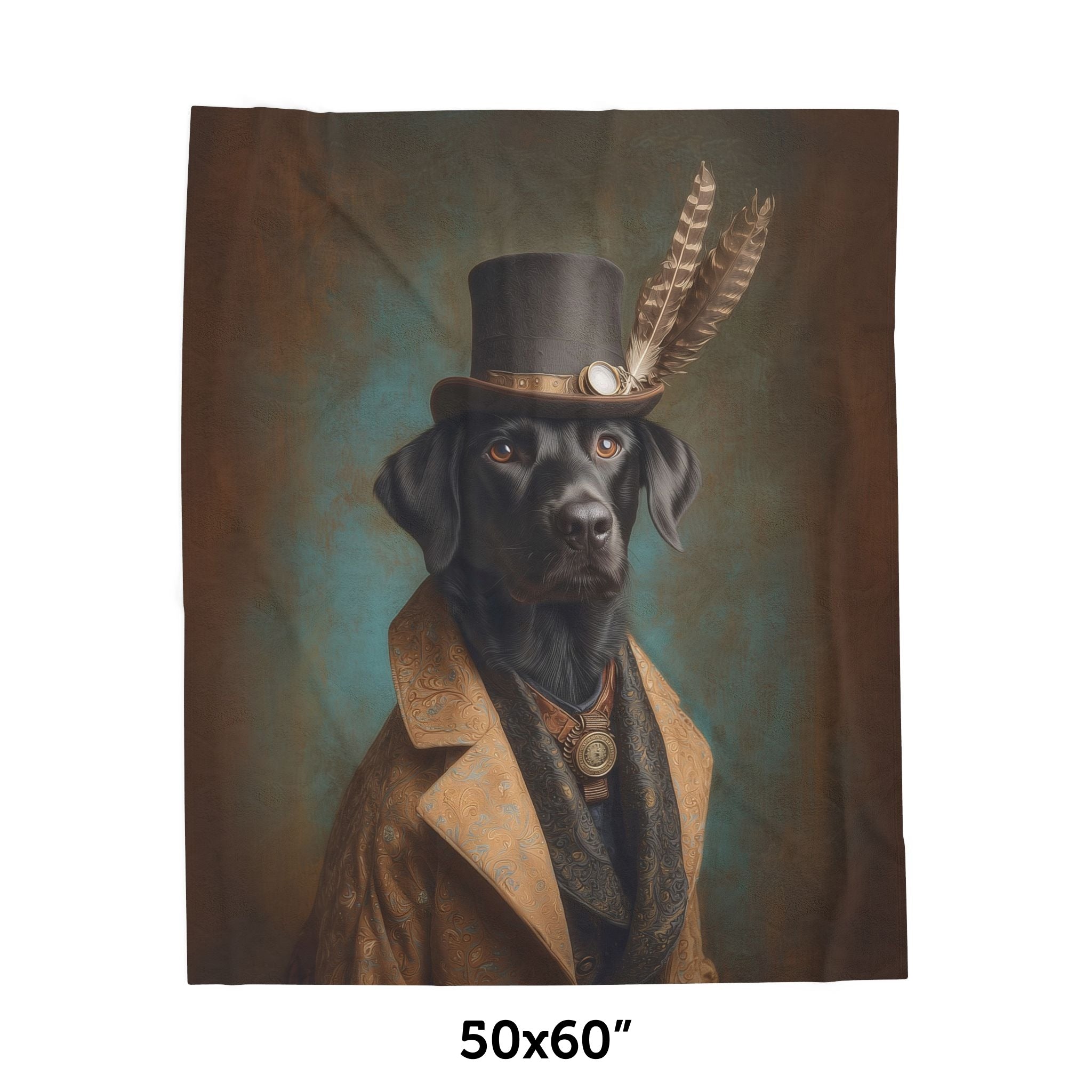 Steampunk Labrador Retriever (Black) Plush Blanket