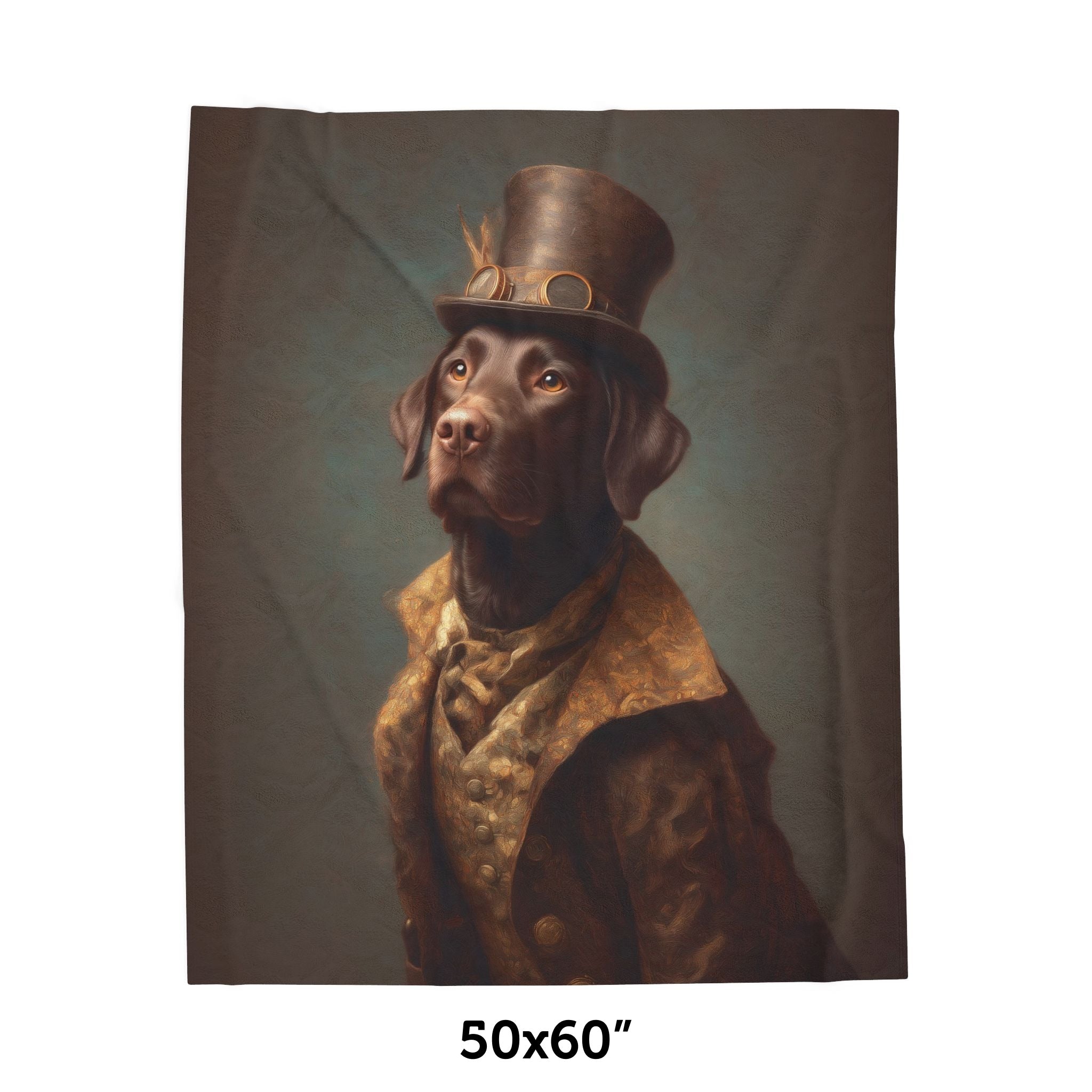 Steampunk Labrador Retriever (Chocolate) Plush Blanket