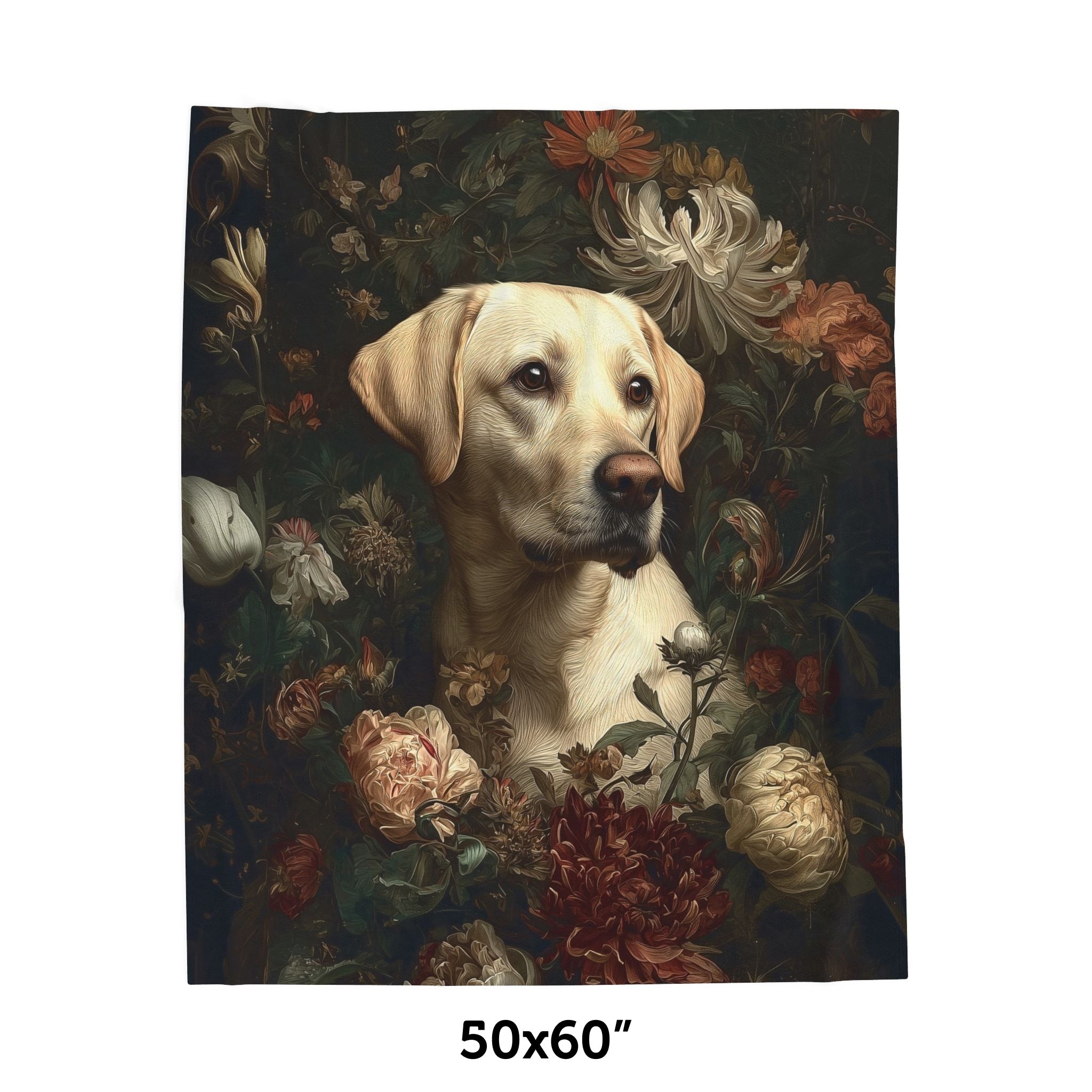 Botanical Labrador Retriever (Yellow) Plush Blanket