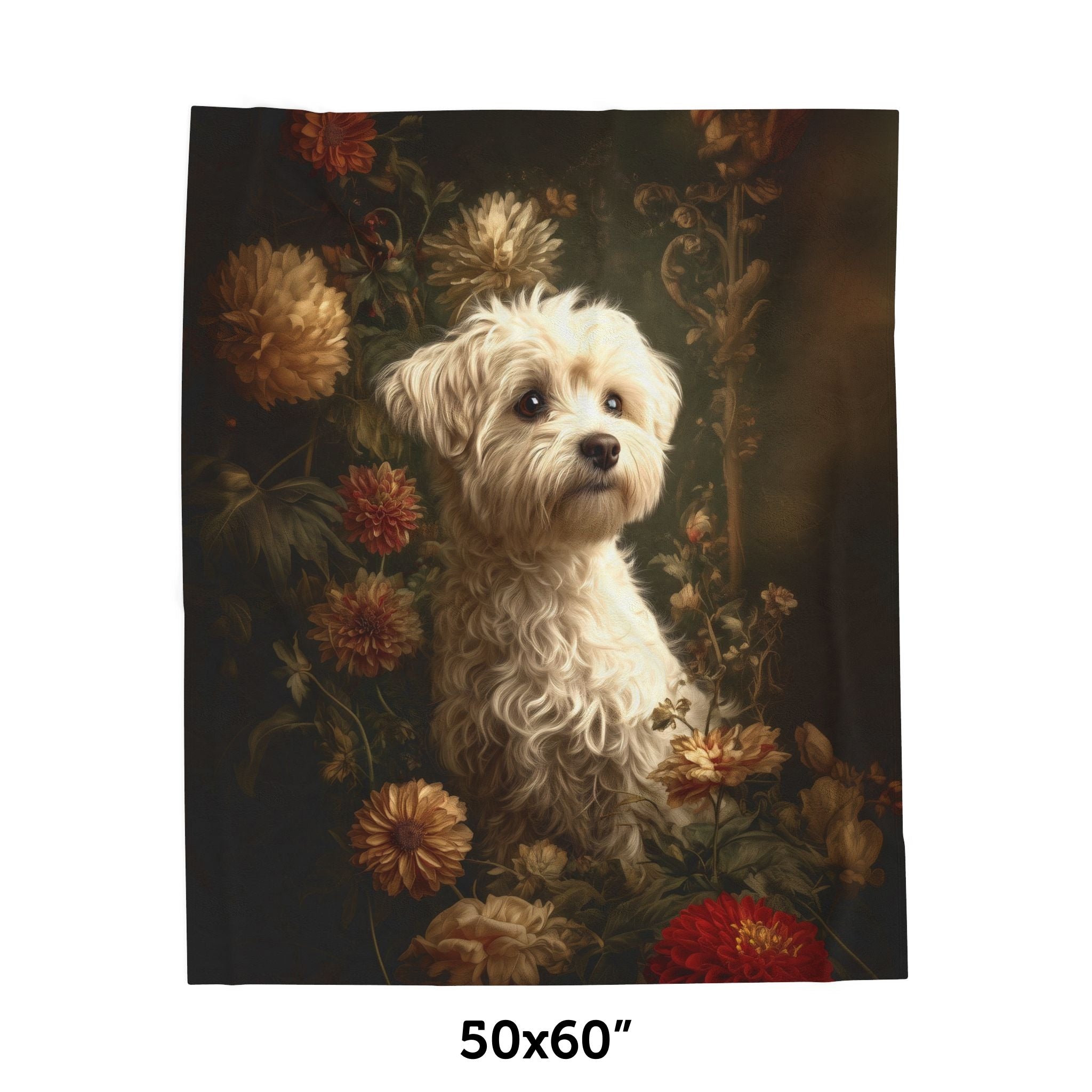 Botanical Maltese Plush Blanket