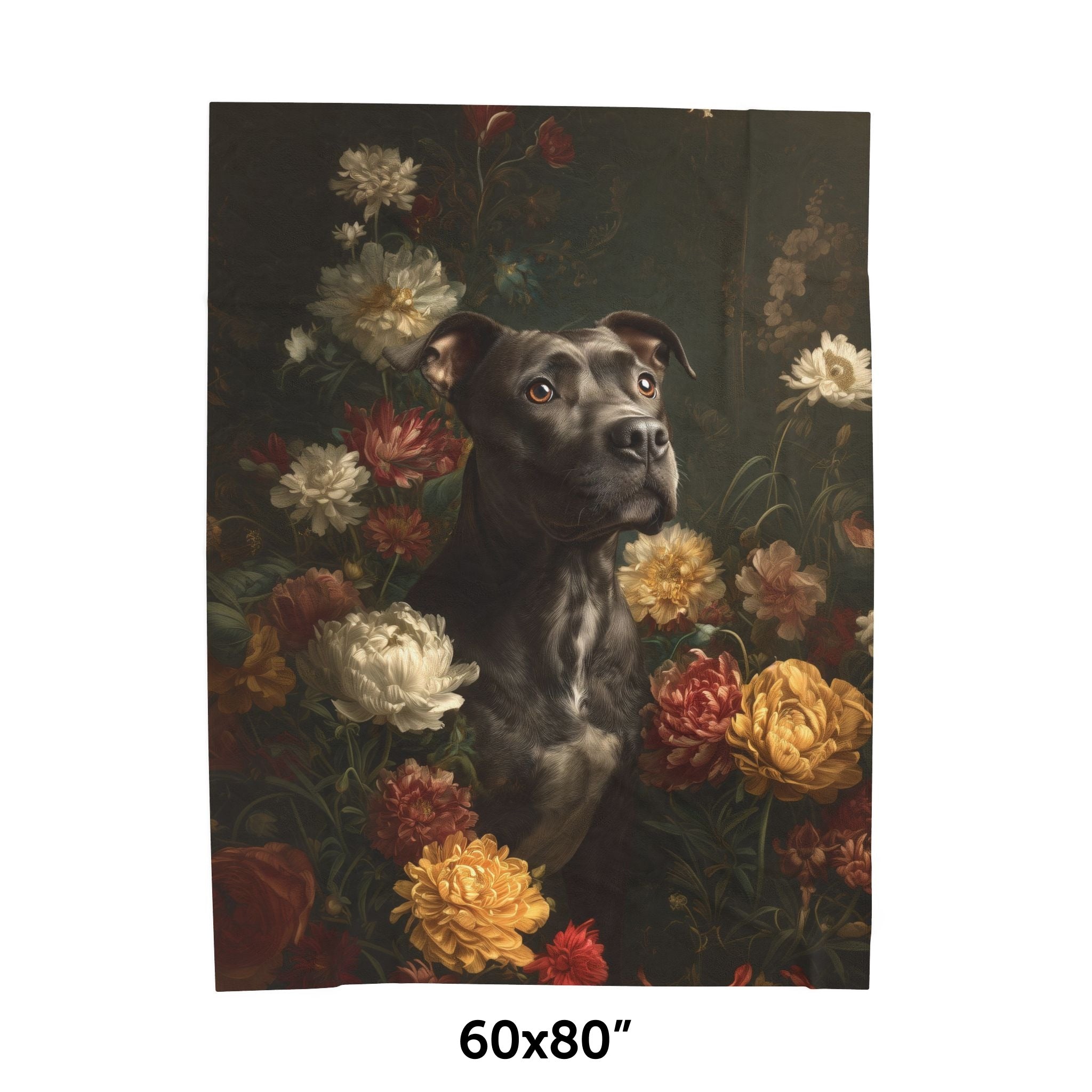 Botanical Pit Bull Plush Blanket