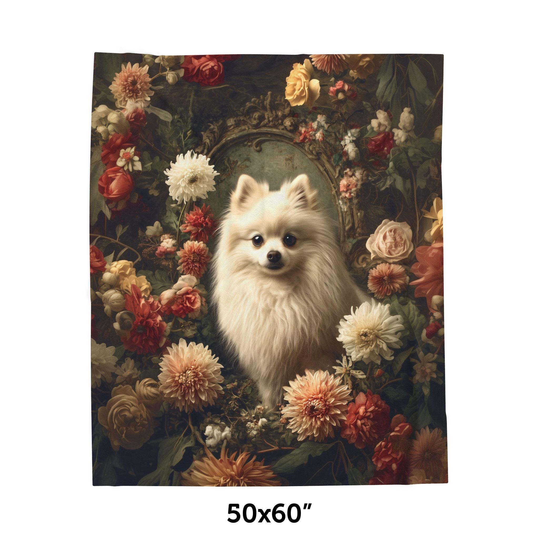 Botanical Pomeranian Plush Blanket
