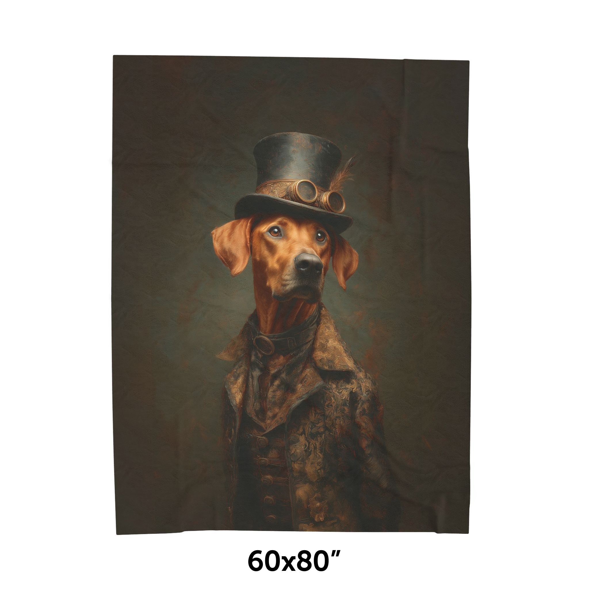 Steampunk Rhodesian Ridgeback Plush Blanket