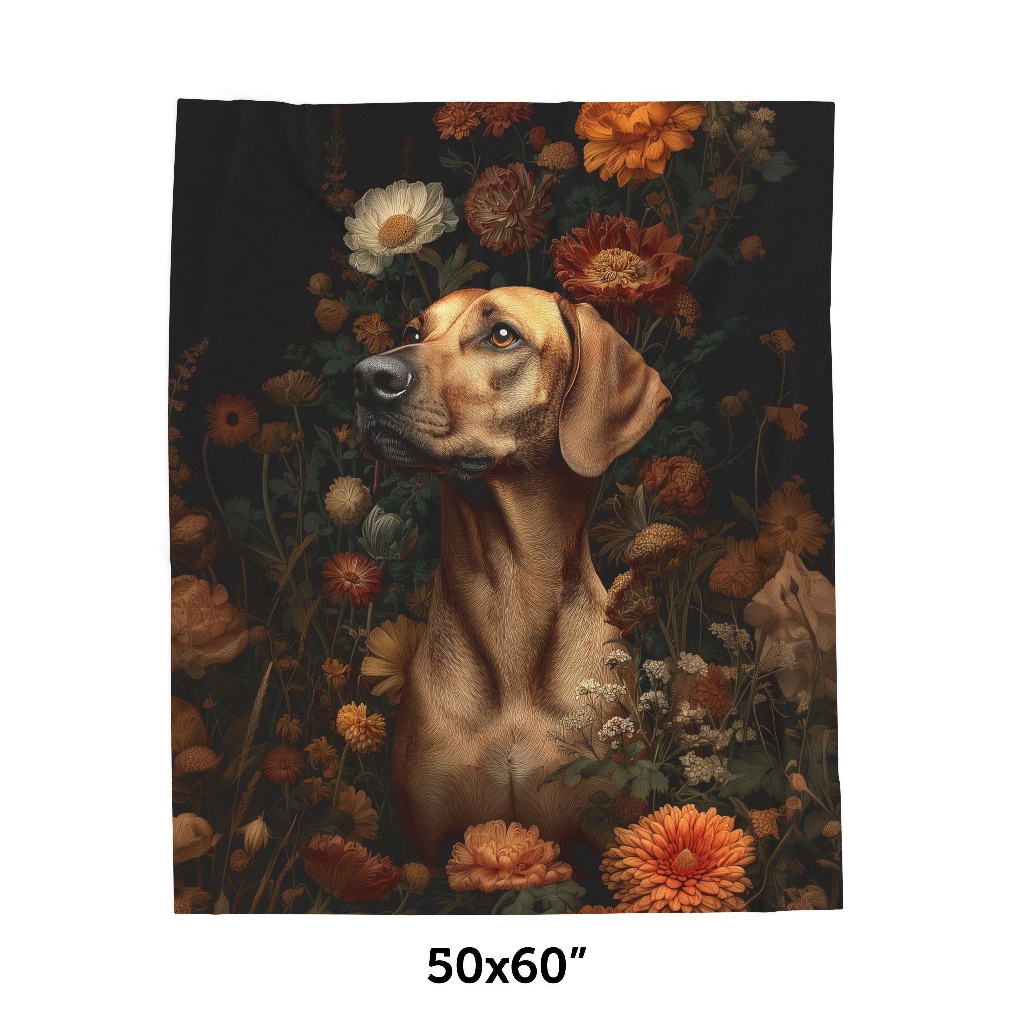 Botanical Rhodesian Ridgeback Plush Blanket