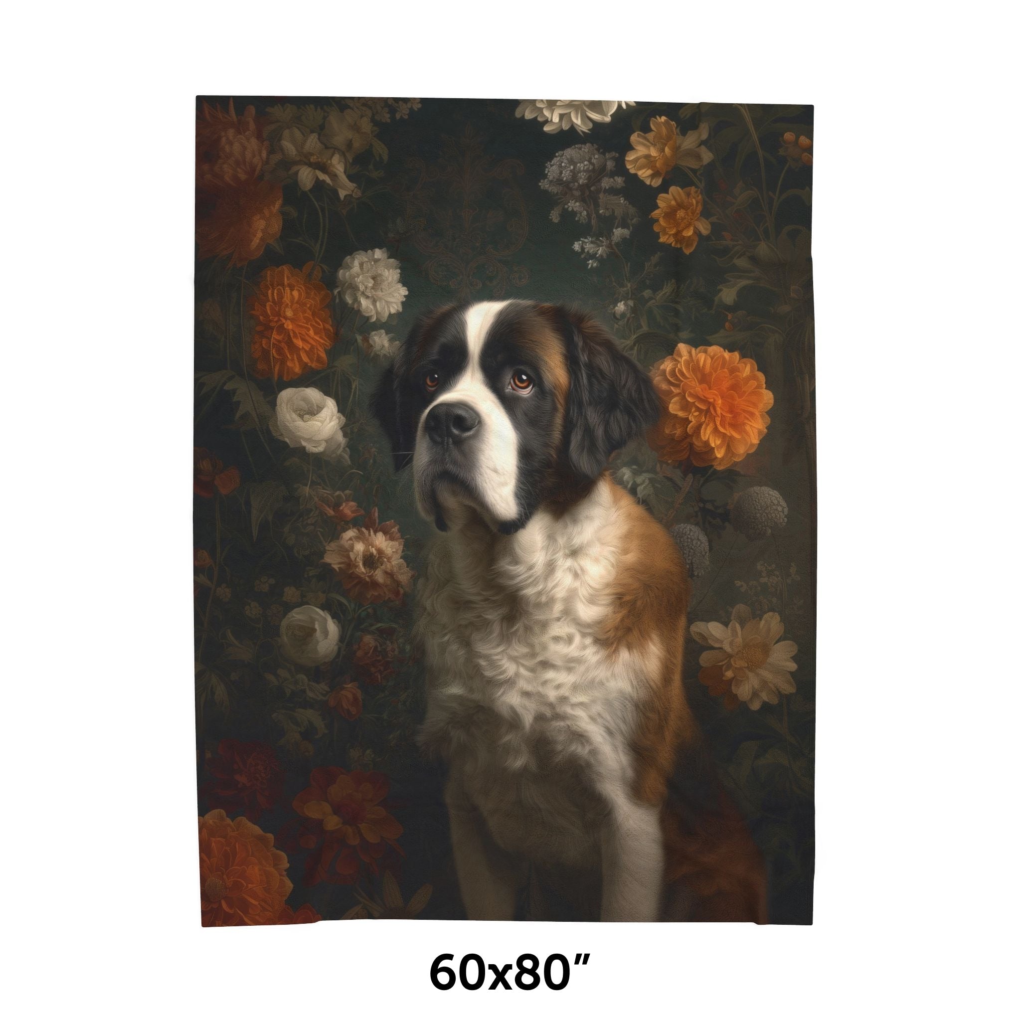Botanical Saint Bernard Plush Blanket