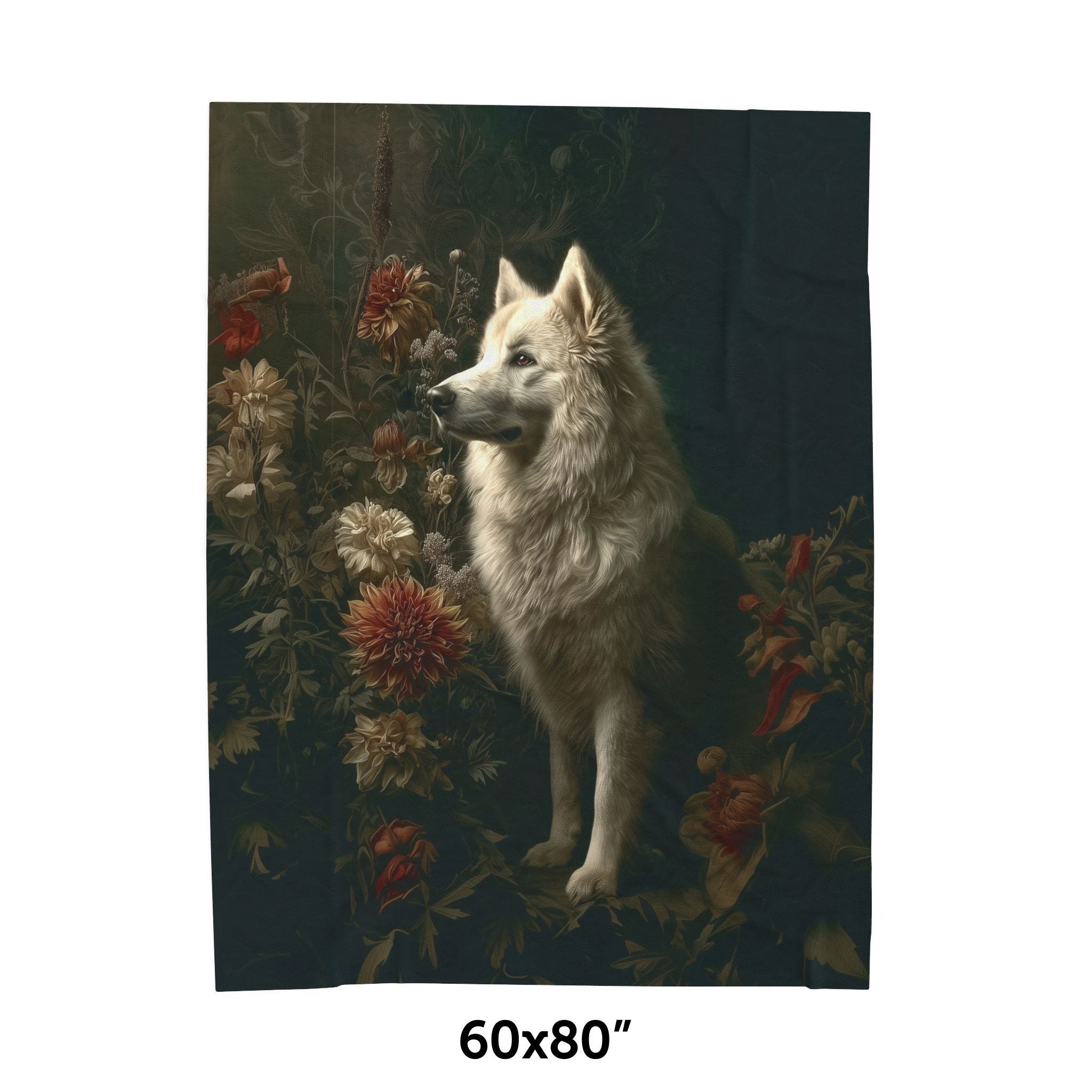 Botanical Samoyed Plush Blanket