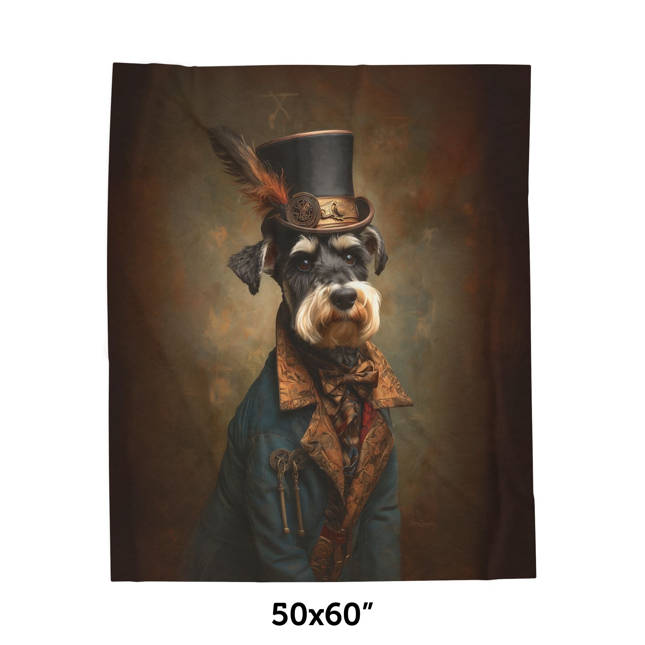 Steampunk Miniature Schnauzer Plush Blanket