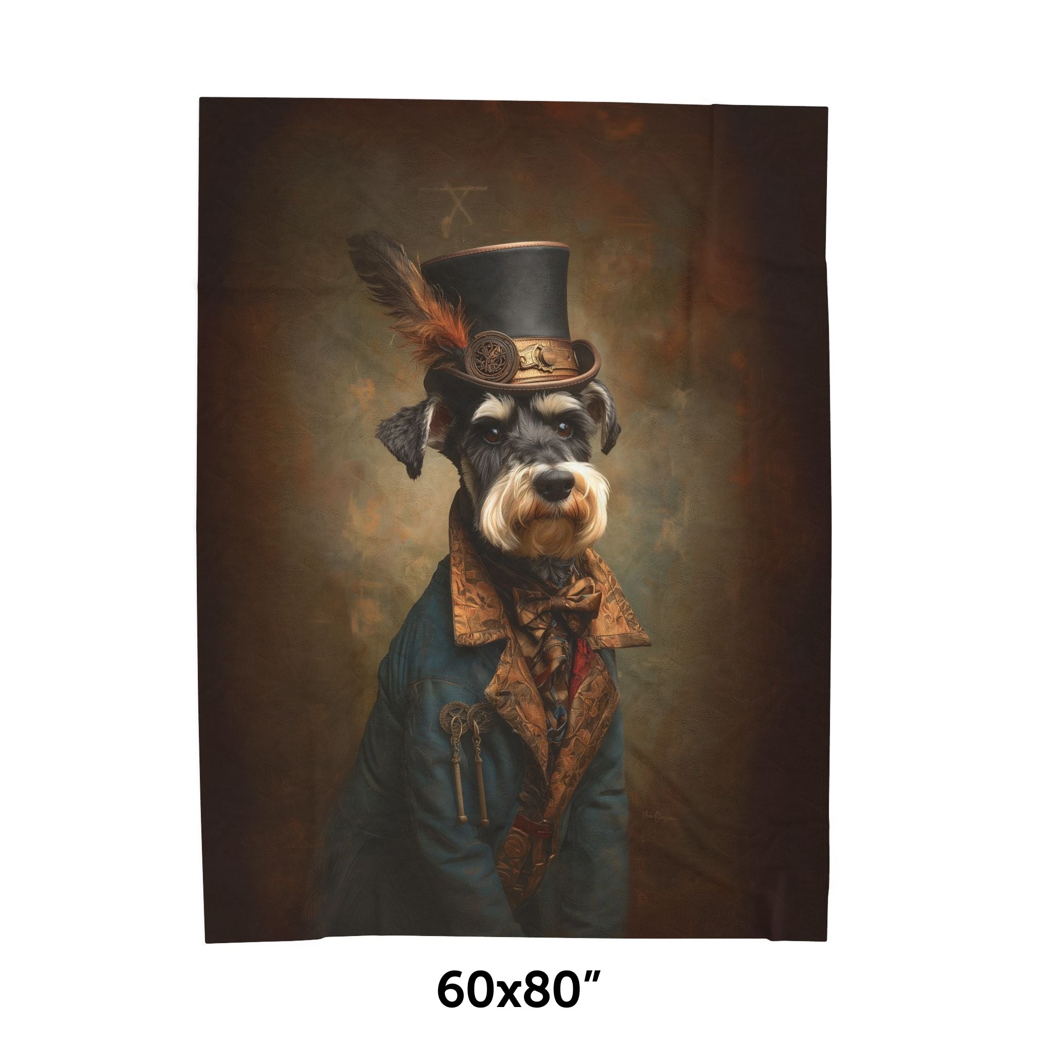 Steampunk Miniature Schnauzer Plush Blanket