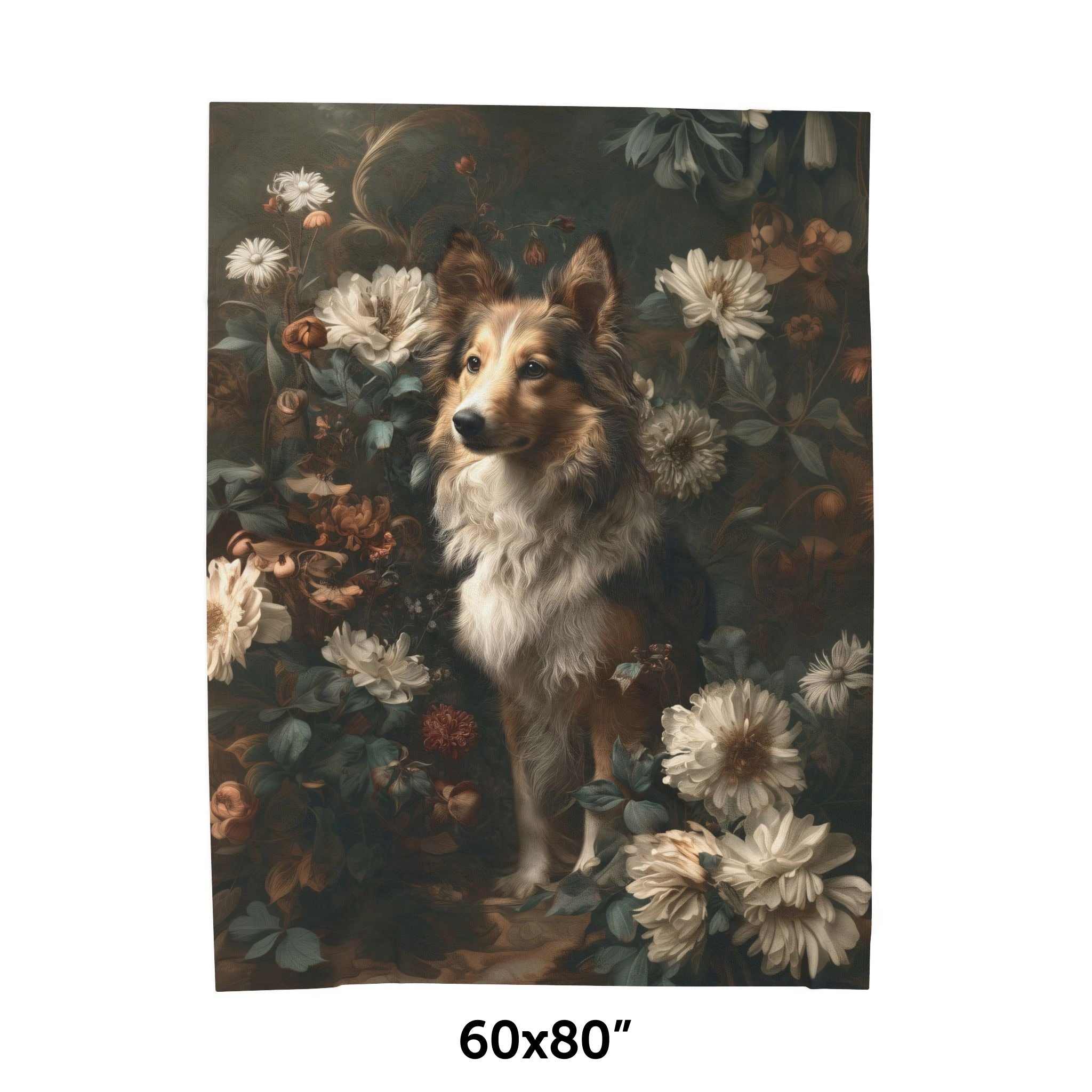 Botanical Shetland Sheepdog Plush Blanket