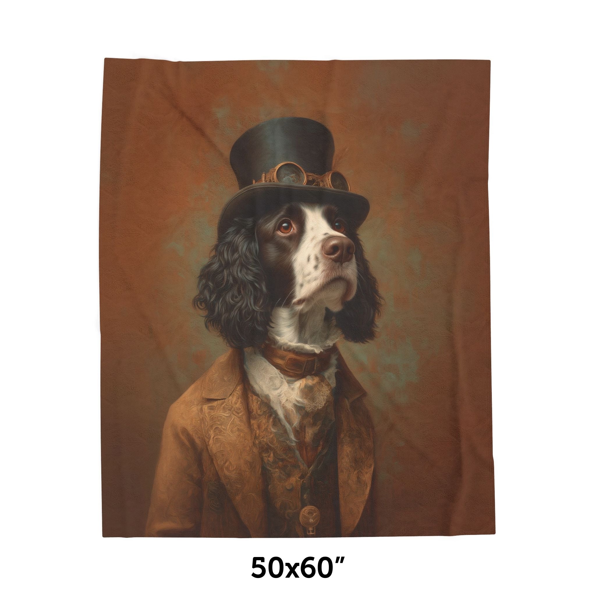 Steampunk English Springer Spaniel Plush Blanket