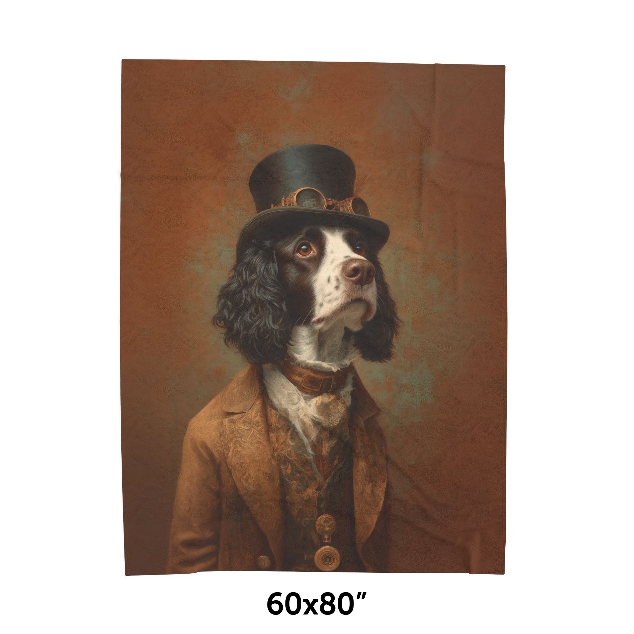 Steampunk English Springer Spaniel Plush Blanket