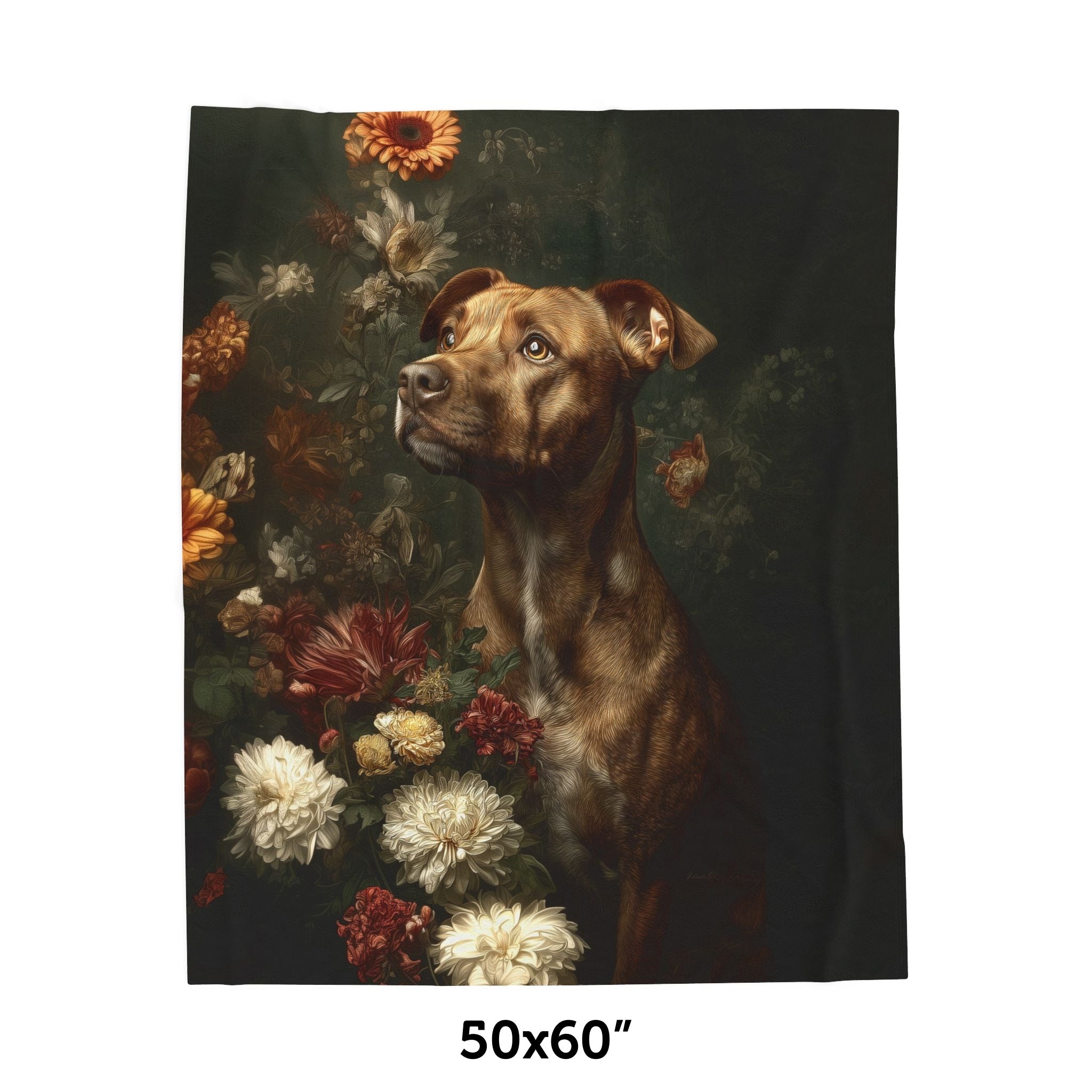 Botanical Staffordshire Bull Terrier Plush Blanket