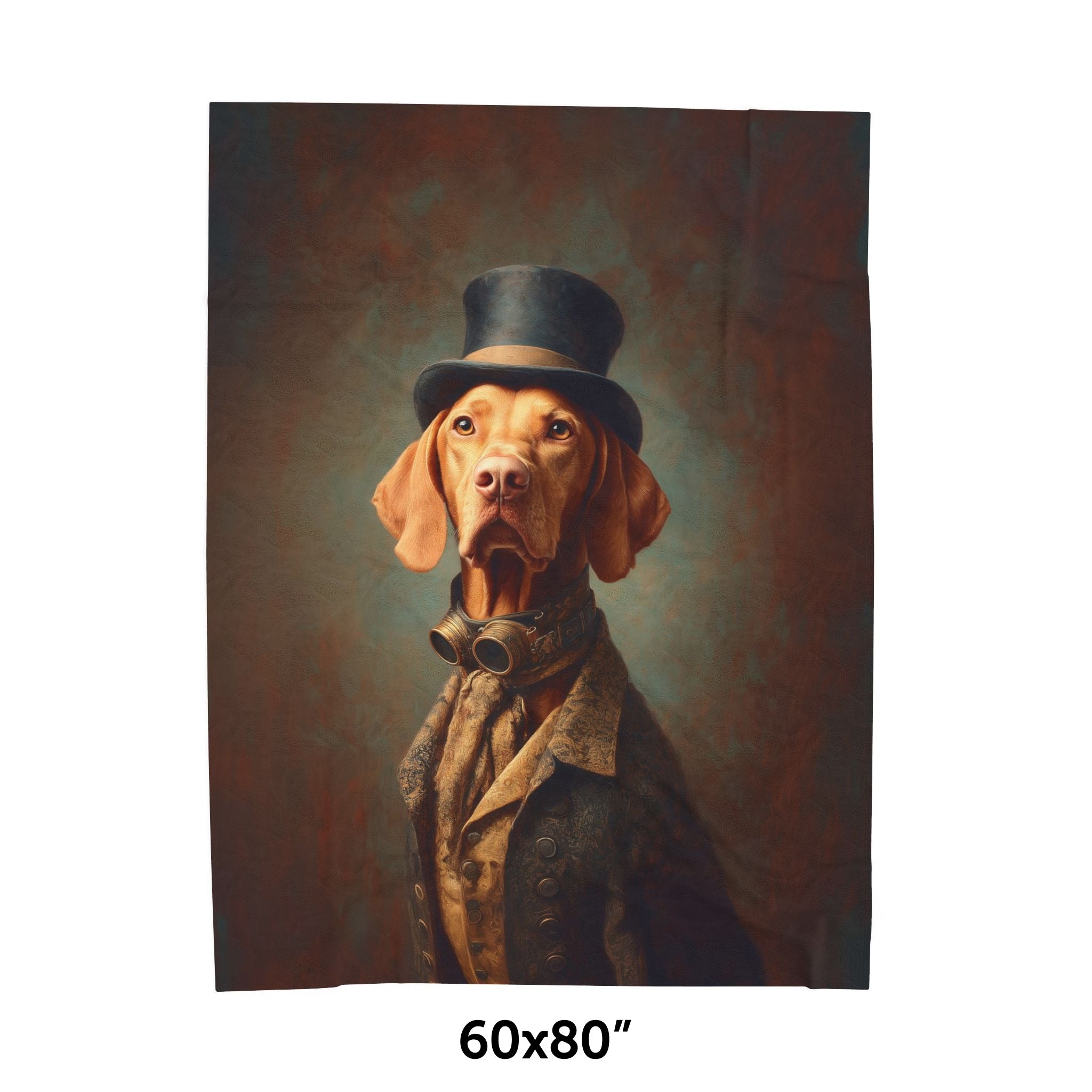 Steampunk Vizsla Plush Blanket