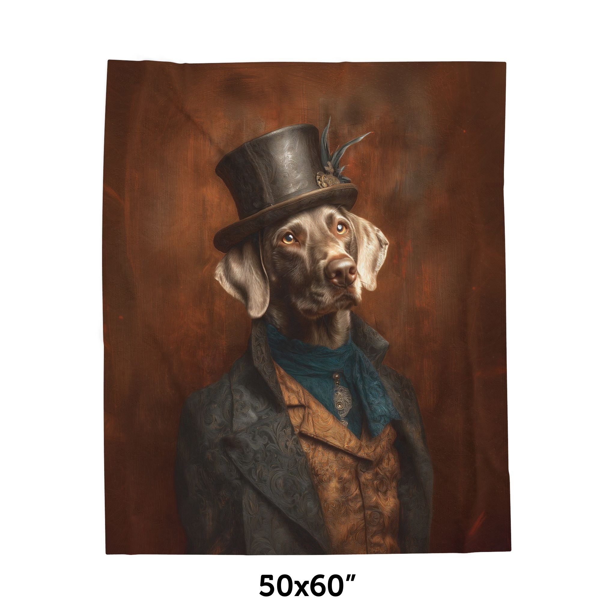 Steampunk Weimaraner Plush Blanket