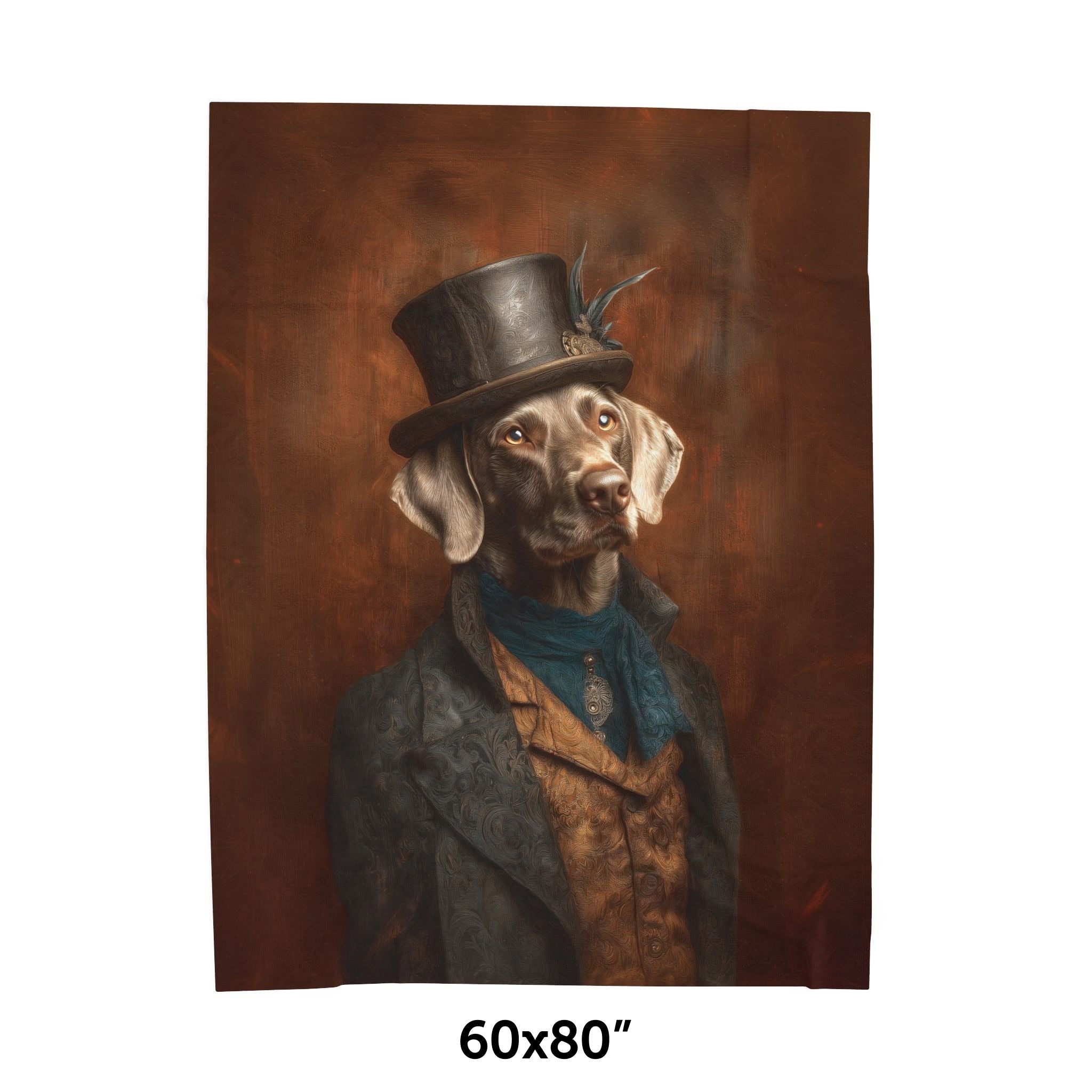Steampunk Weimaraner Plush Blanket
