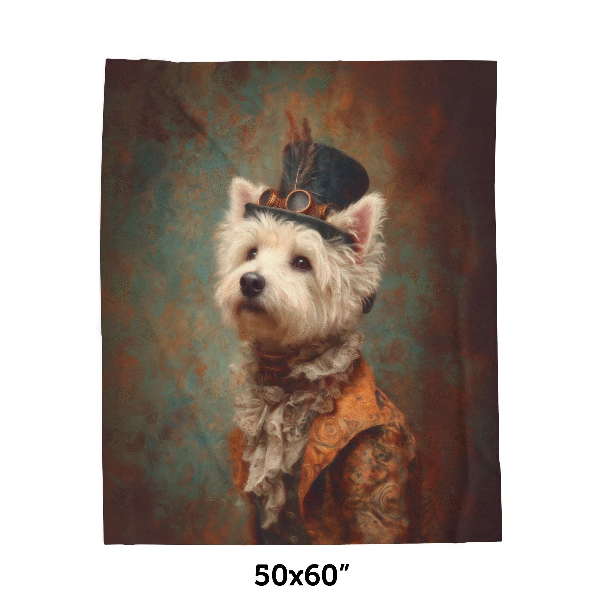 Steampunk Westie Plush Blanket