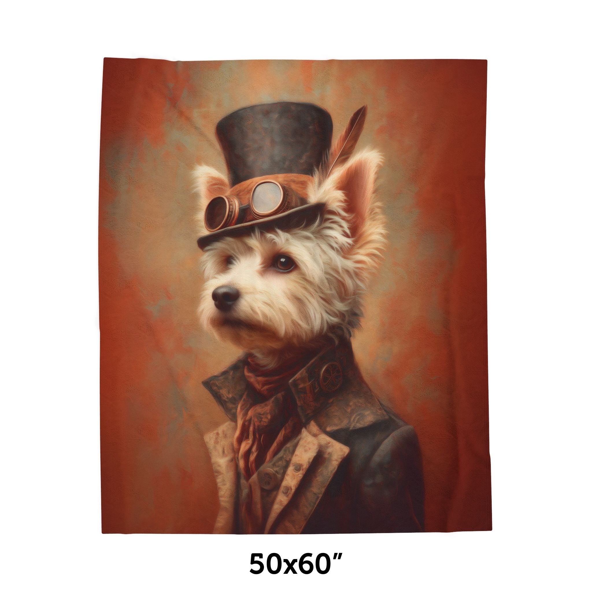 Steampunk Yorkshire Terrier Plush Blanket