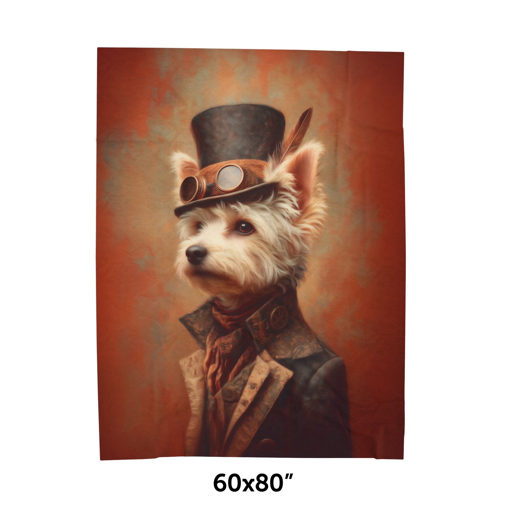 Steampunk Yorkshire Terrier Plush Blanket