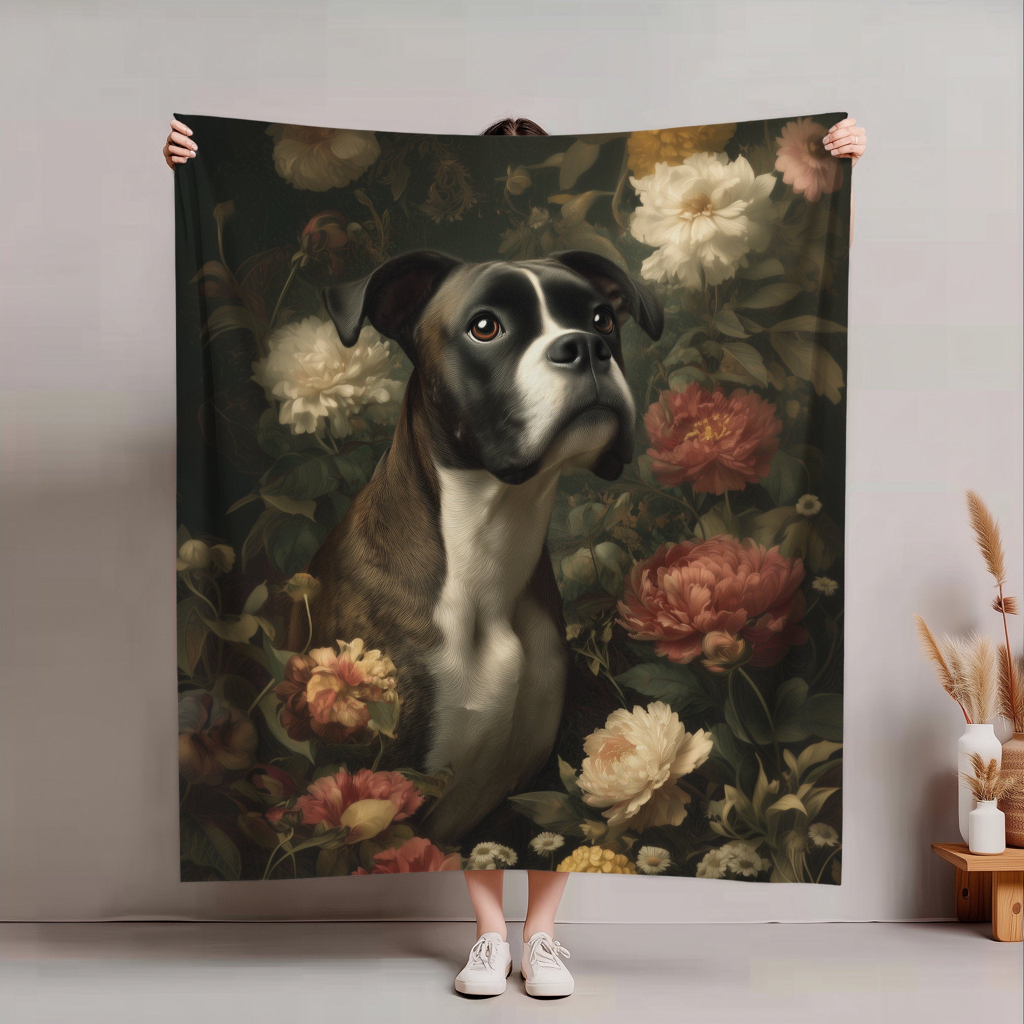 Botanical Boxer Plush Blanket