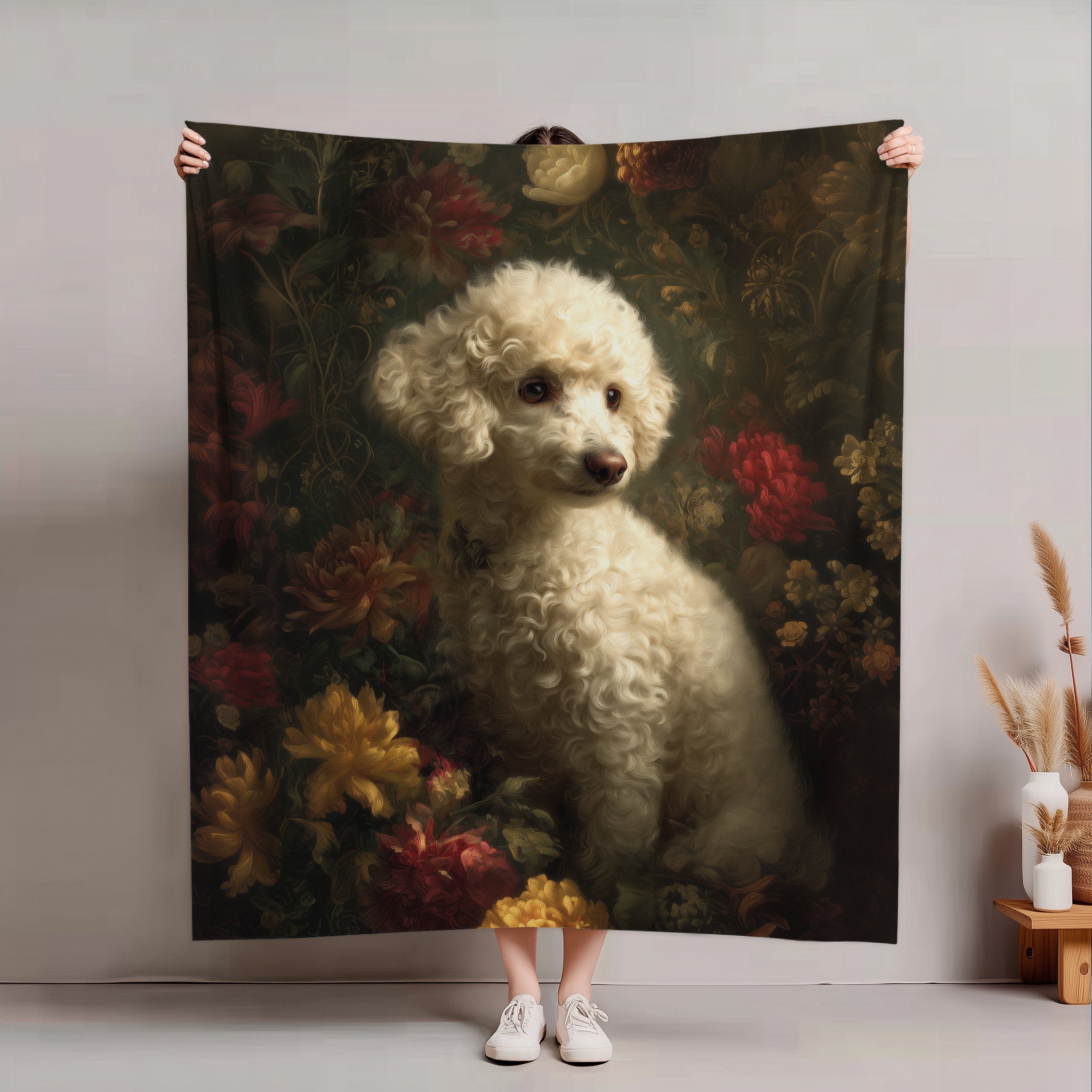 Botanical Poodle Plush Blanket