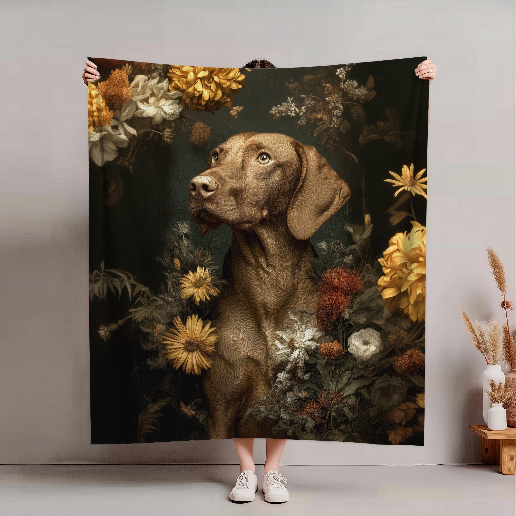 Botanical Vizsla Plush Blanket