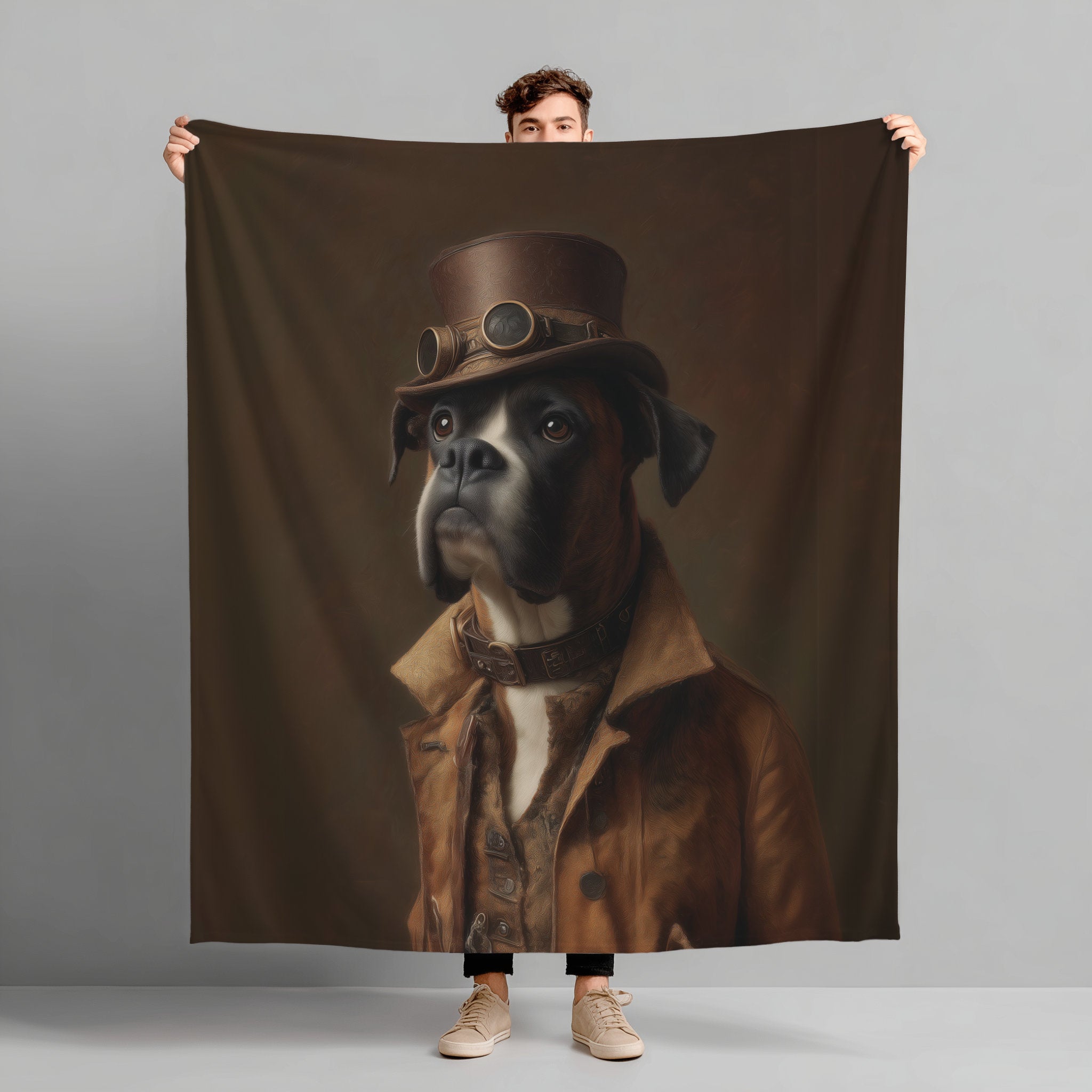 Steampunk Boxer Plush Blanket