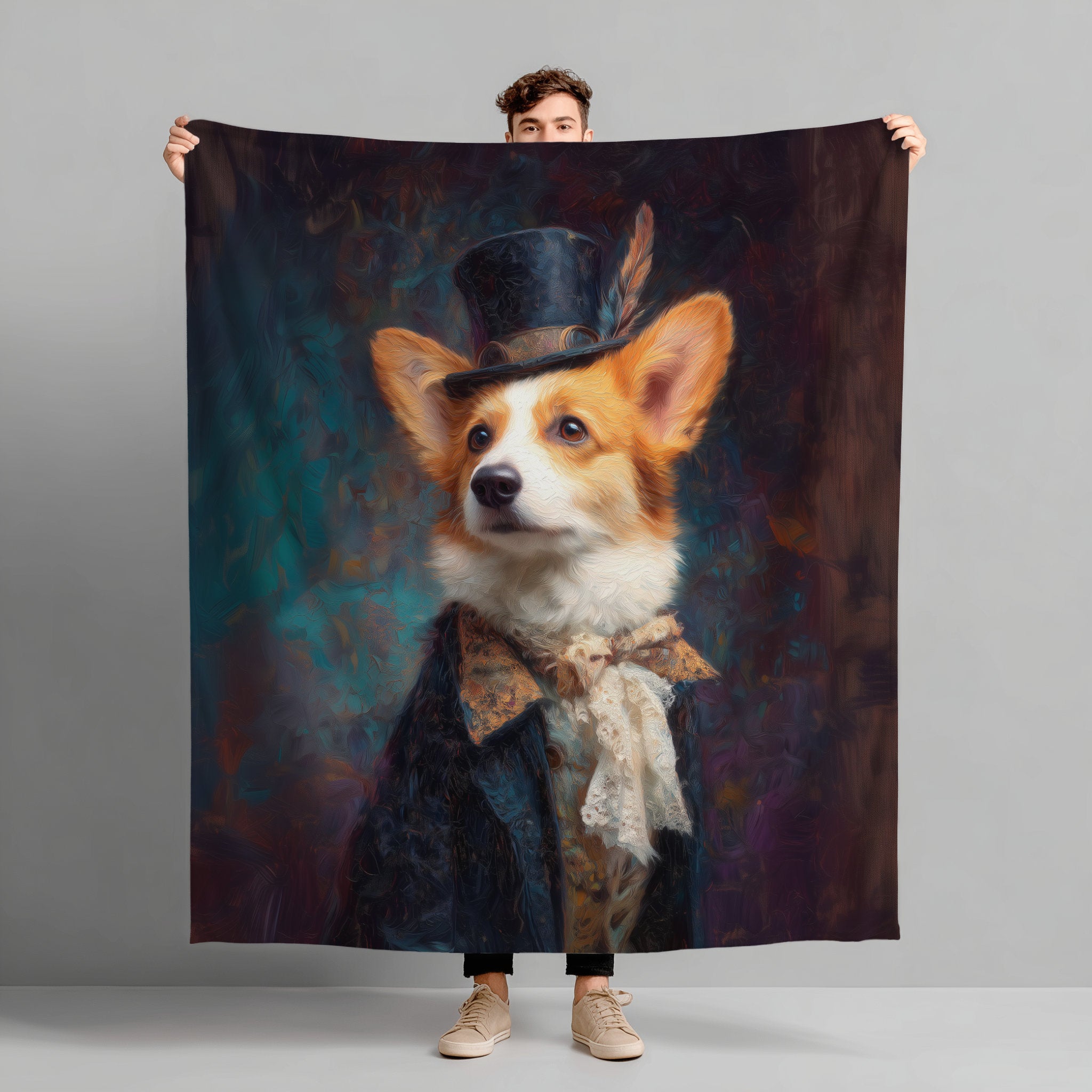 Steampunk Corgi Plush Blanket