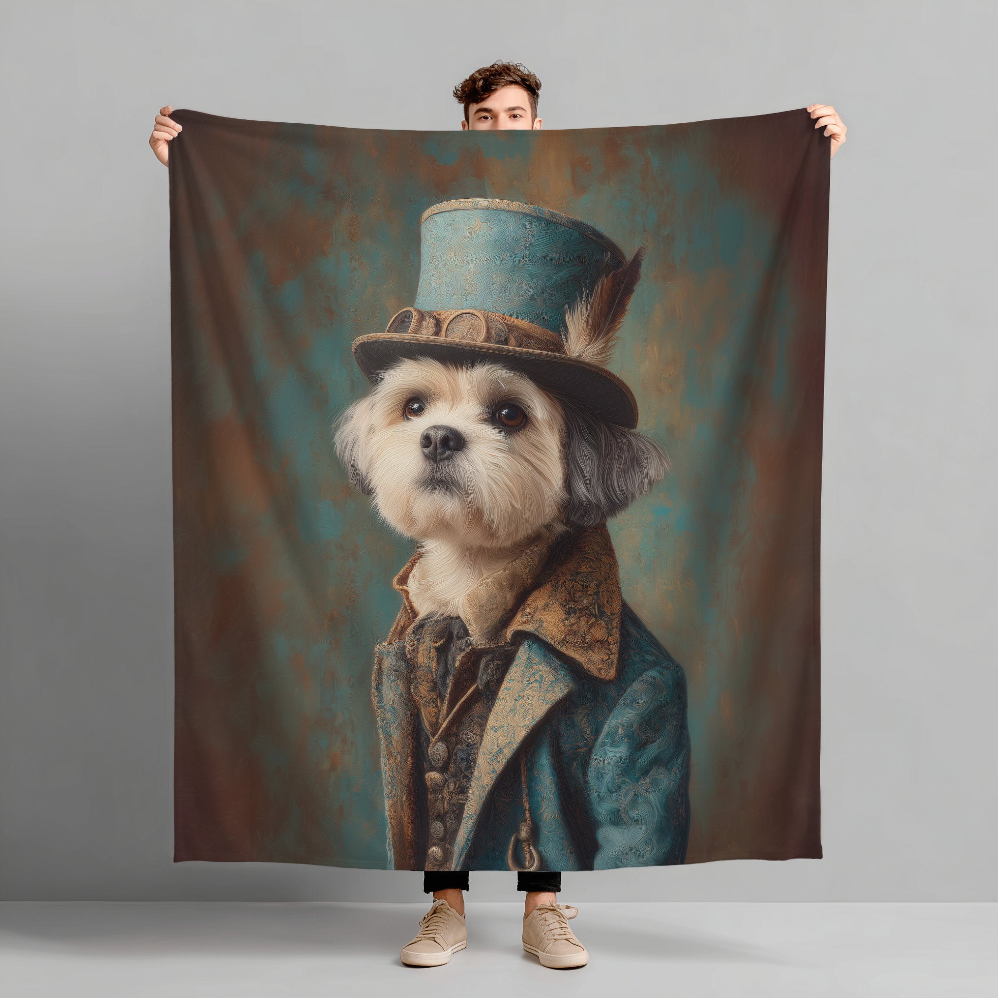 Steampunk Shih Tzu Plush Blanket