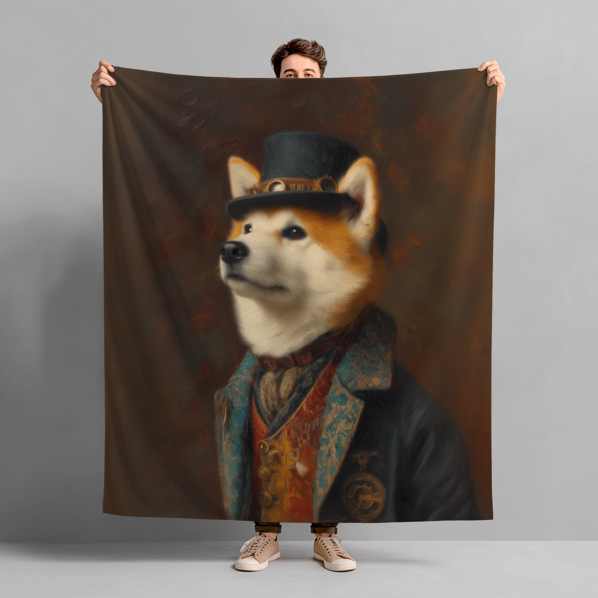 Steampunk Akita Plush Blanket