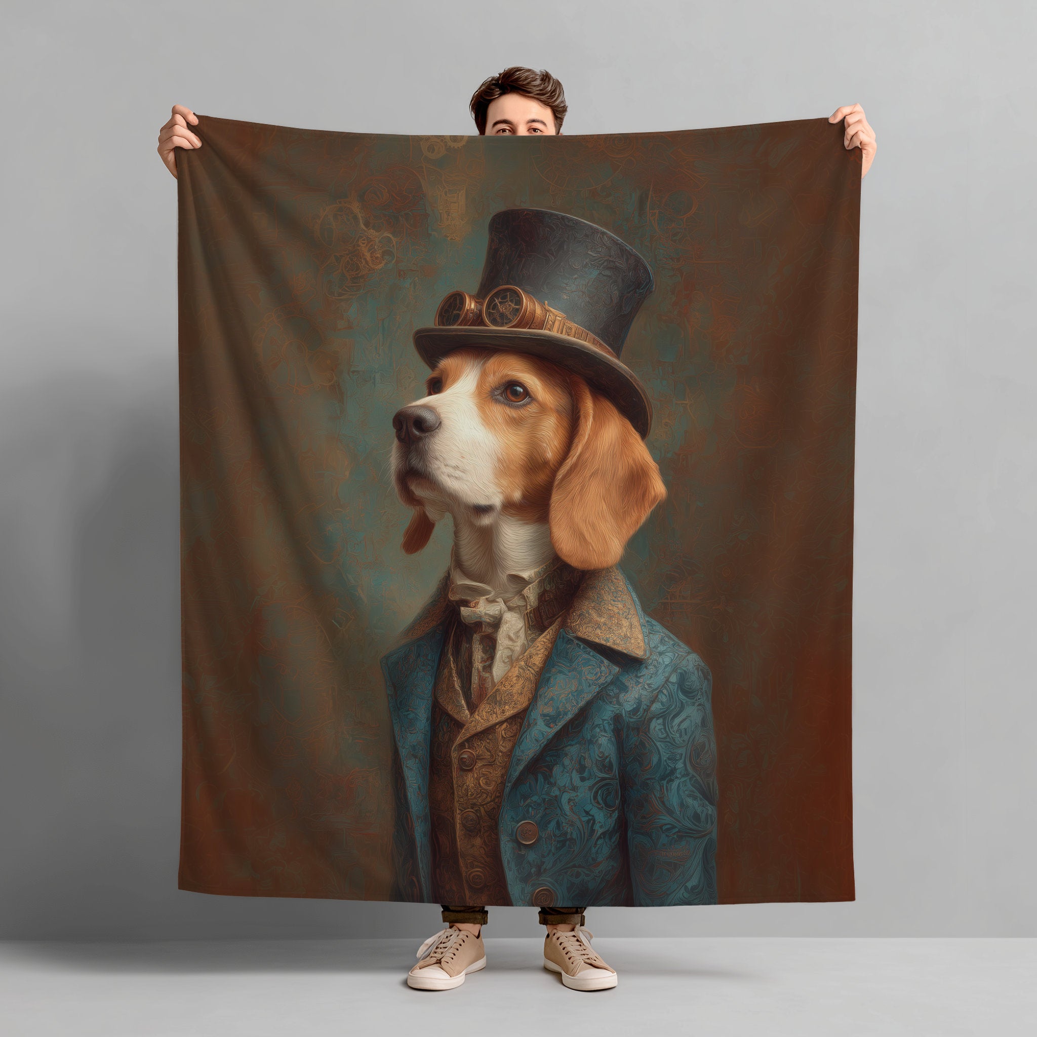Steampunk Beagle Plush Blanket