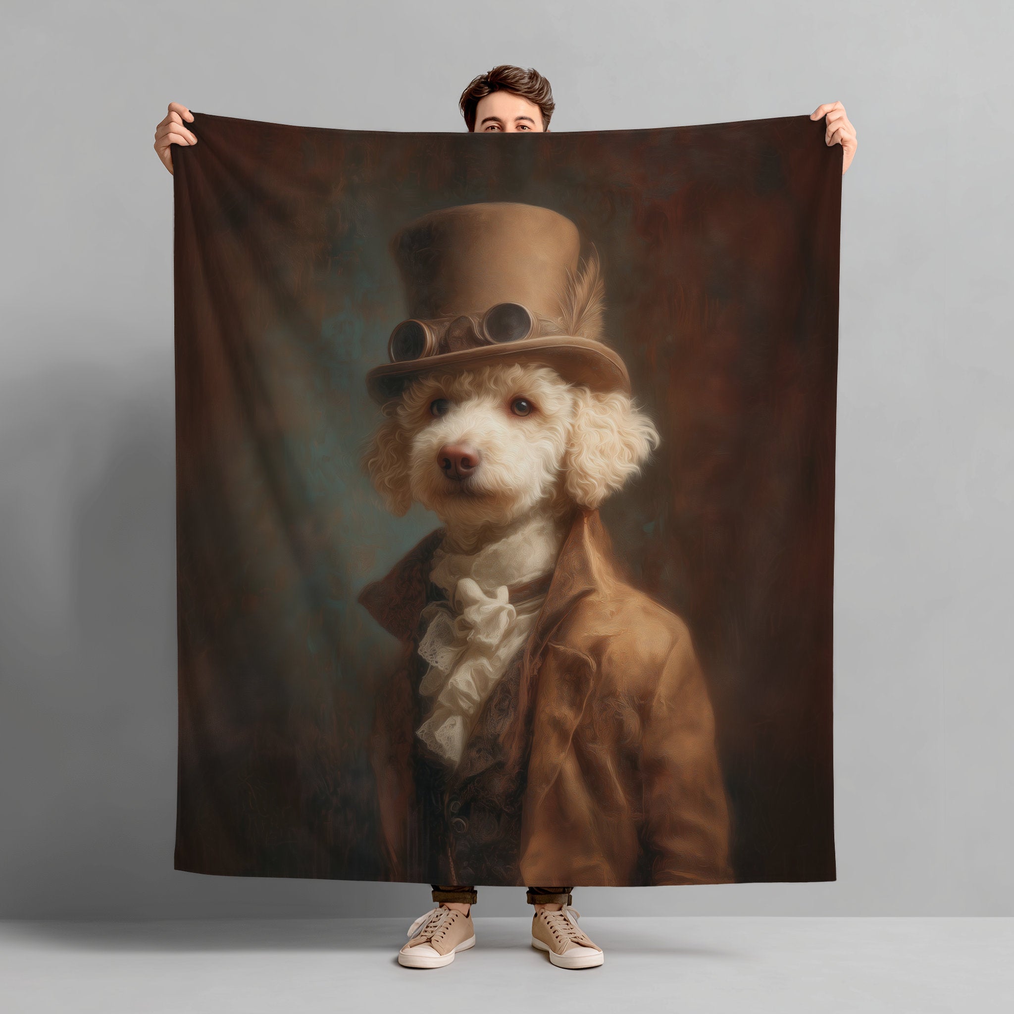 Steampunk Poodle Plush Blanket