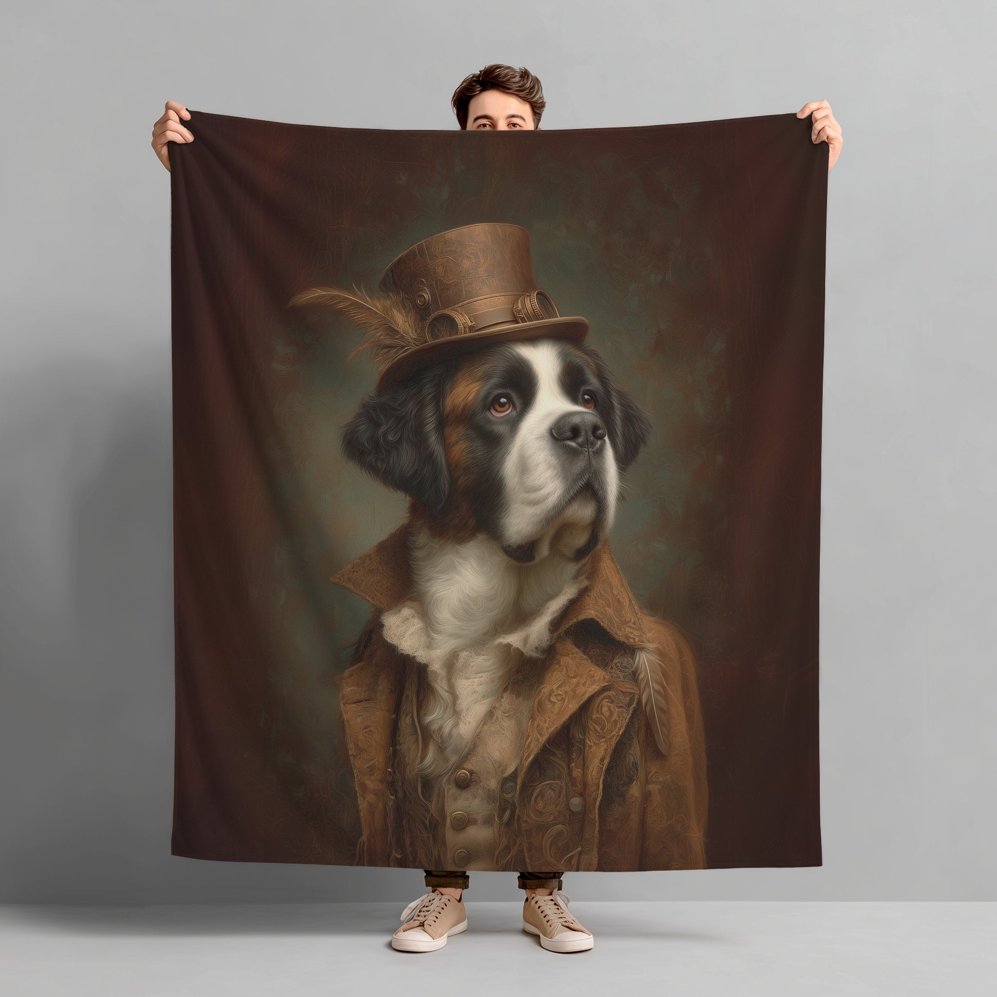 Steampunk Saint Bernard Plush Blanket