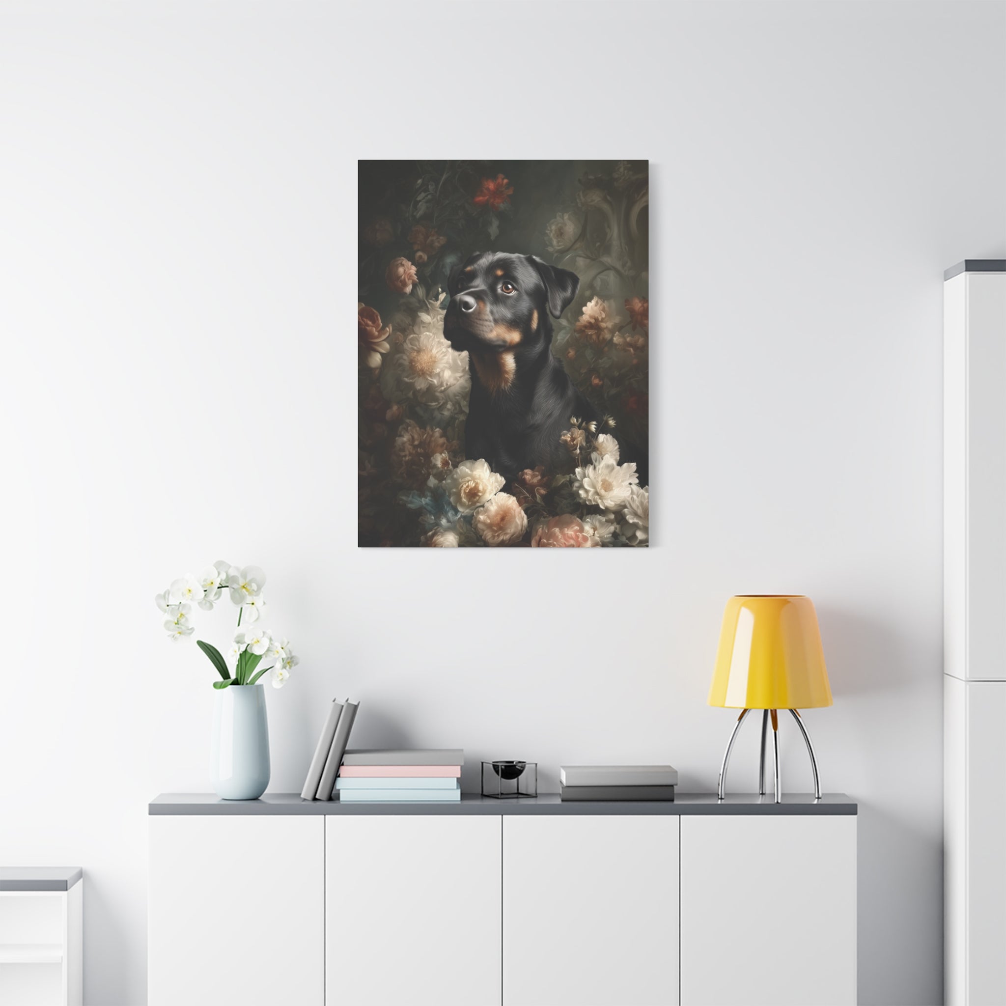 Botanical Rottweiler Canvas Art