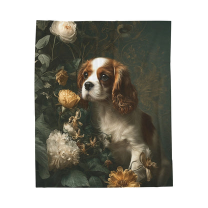 Botanical Cavalier King Charles Spaniel Plush Blanket