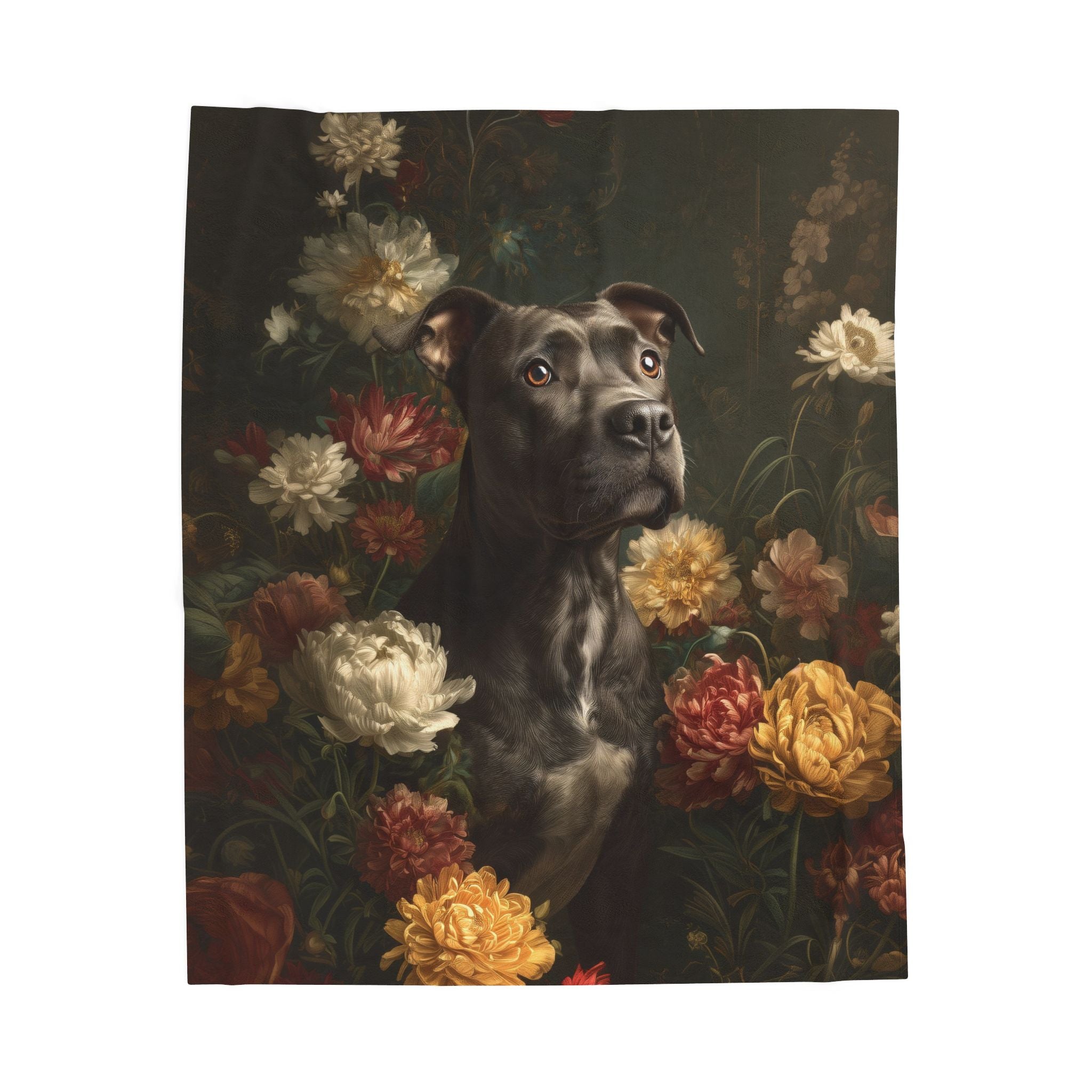 Botanical Pit Bull Plush Blanket