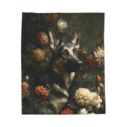 Botanical German Shepherd Plush Blanket