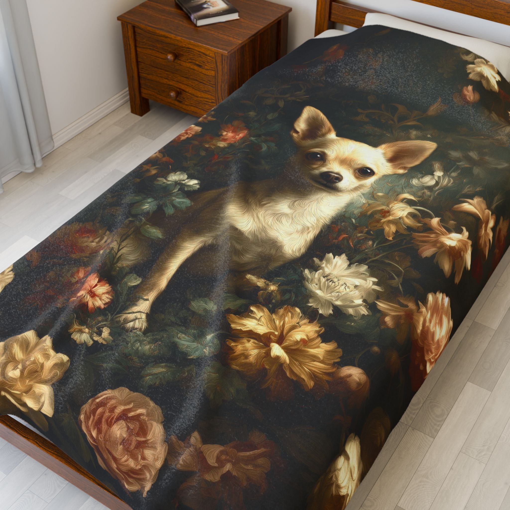 Botanical Chihuahua Plush Blanket