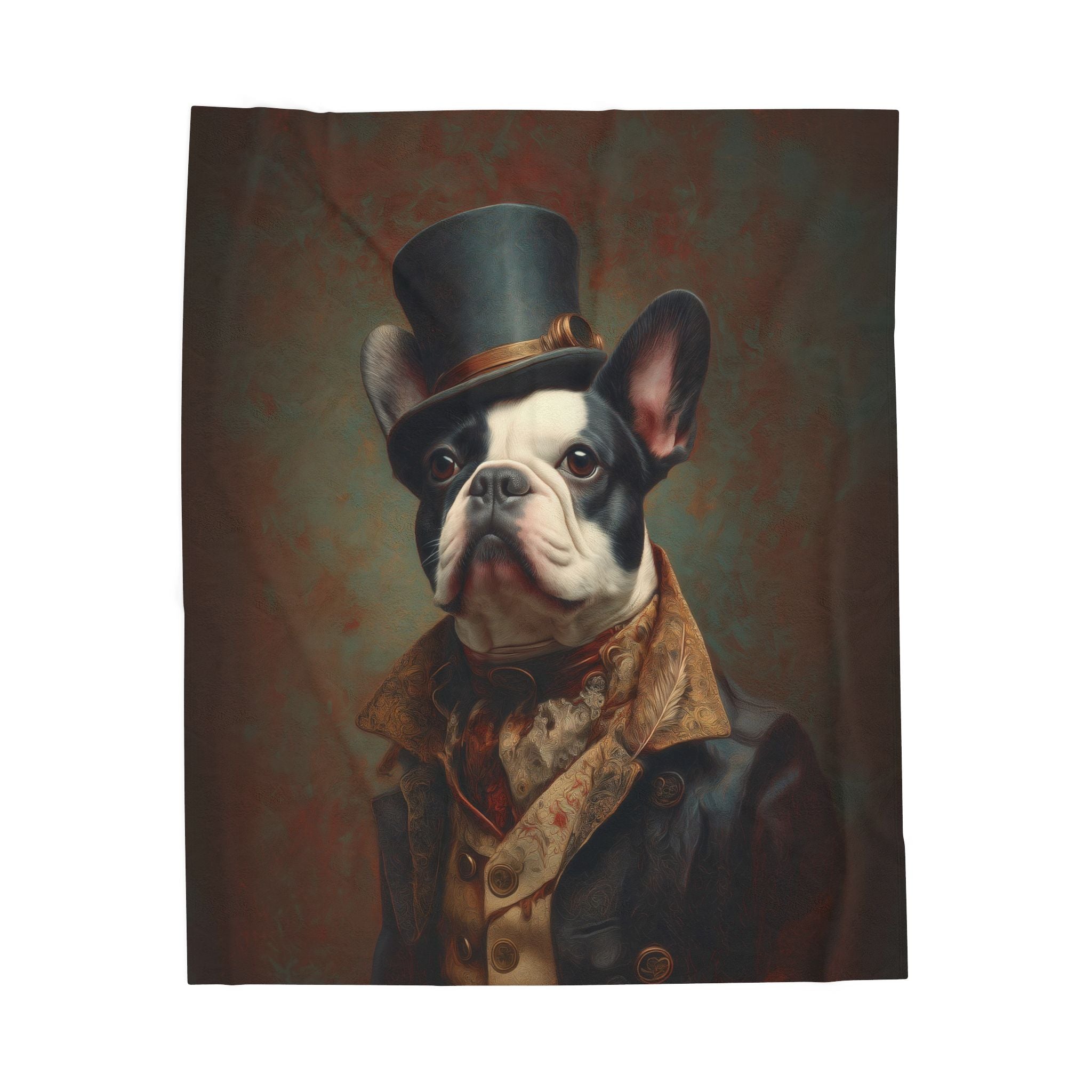 Steampunk French Bulldog Plush Blanket