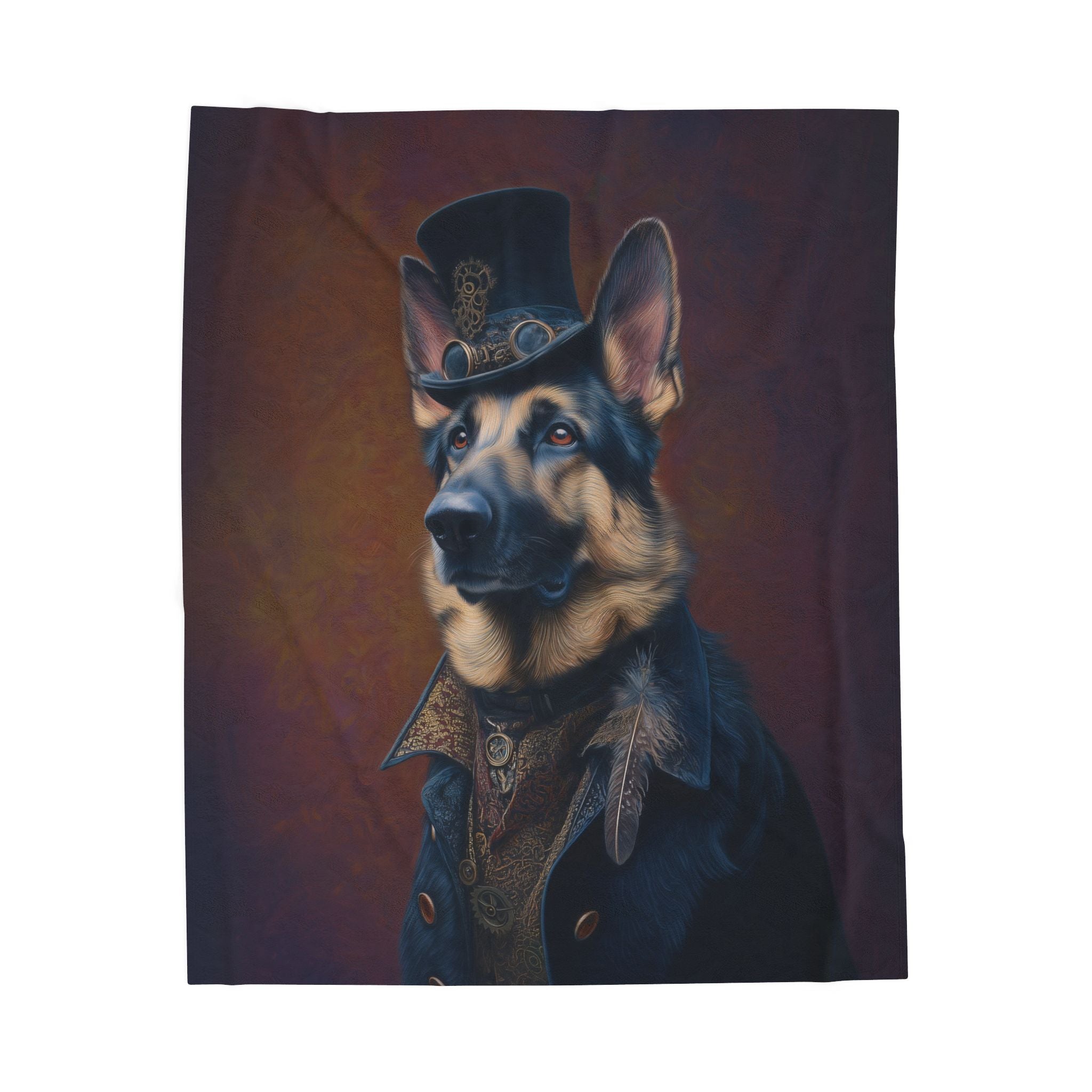 Steampunk German Shepherd Plush Blanket