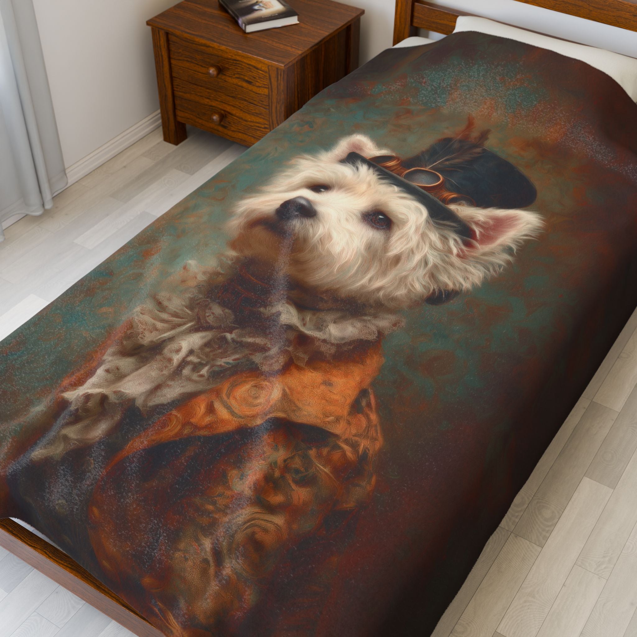 Steampunk Westie Plush Blanket
